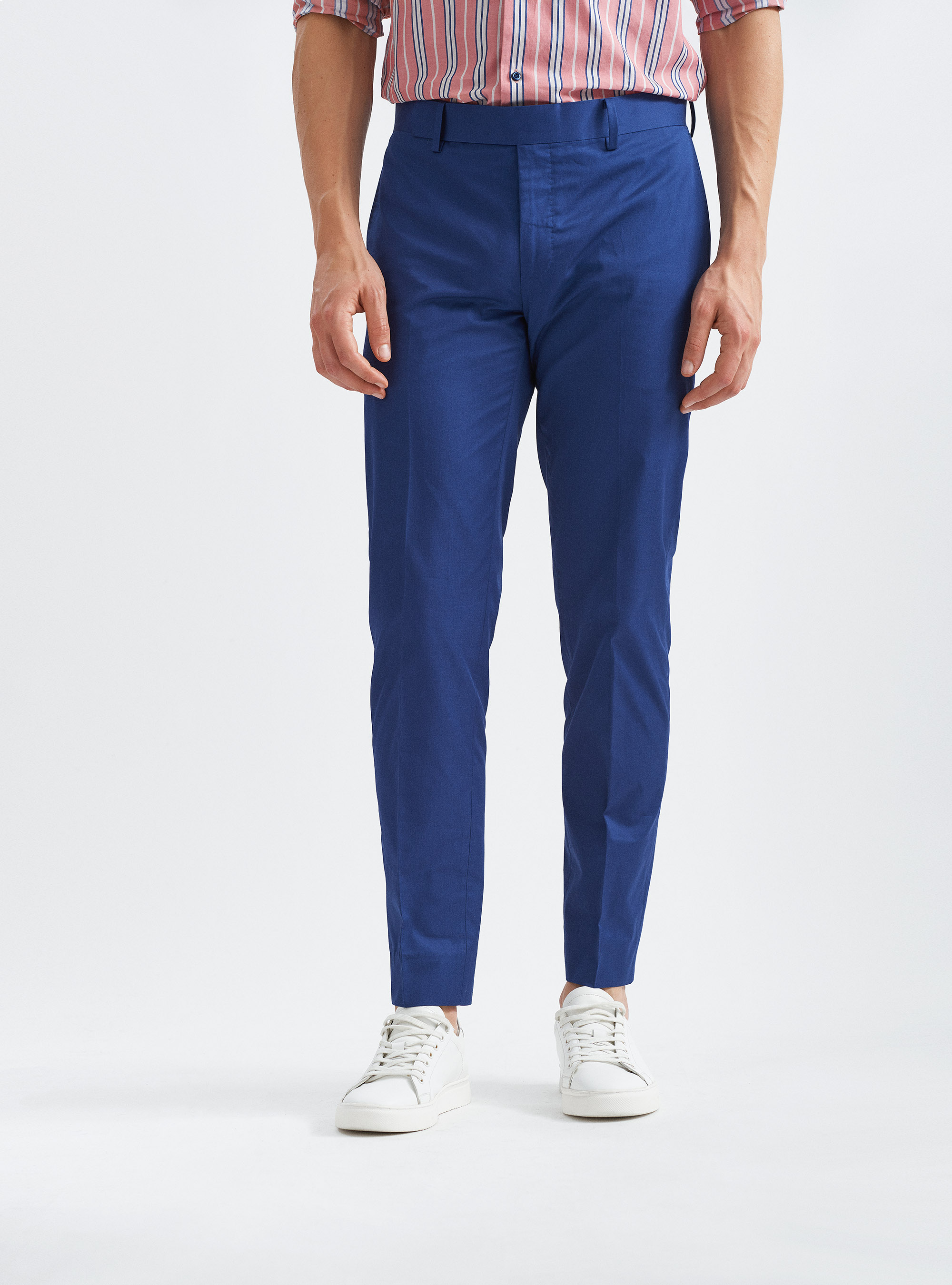Pure cotton suit trousers, BLUE