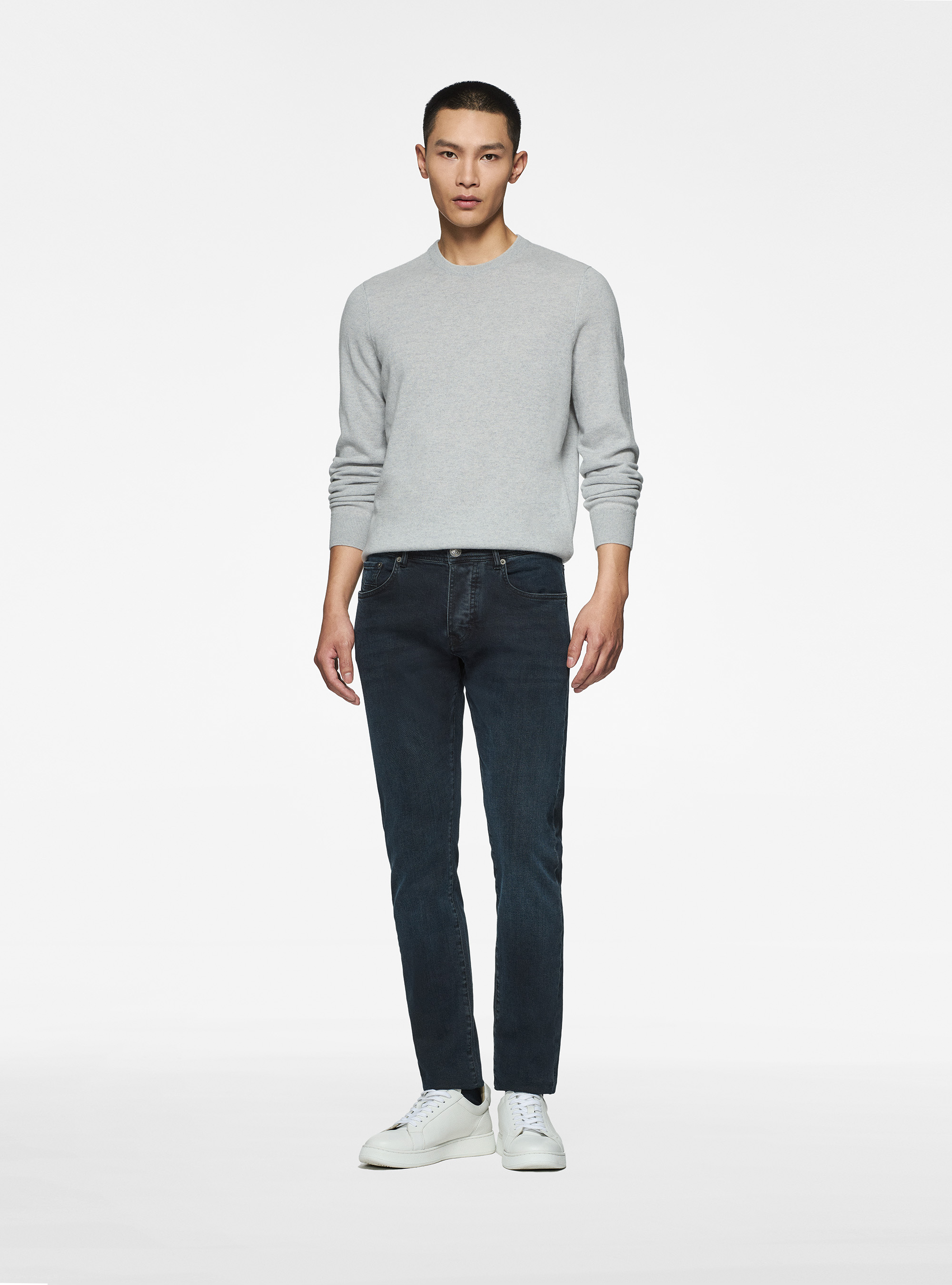Cashmere crew-neck sweater, LIGHT GREY MELANGE