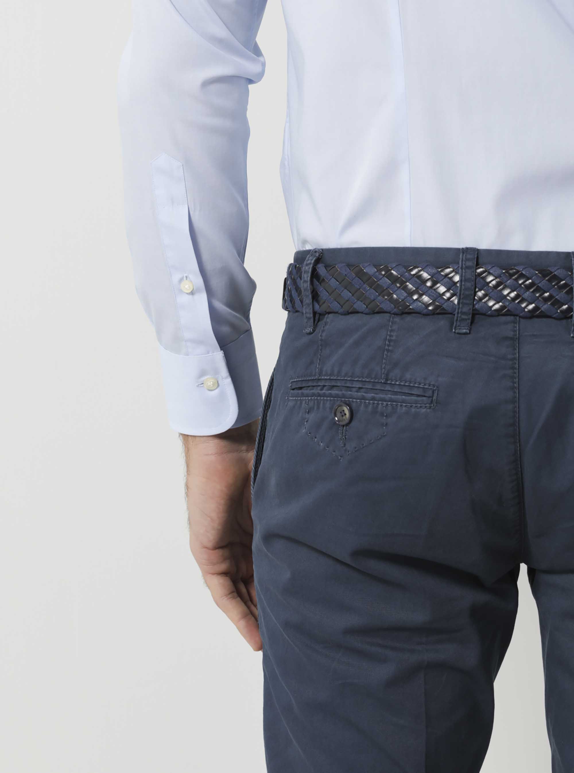 Fil a fil cotton Italian collar shirt, LIGHT BLUE