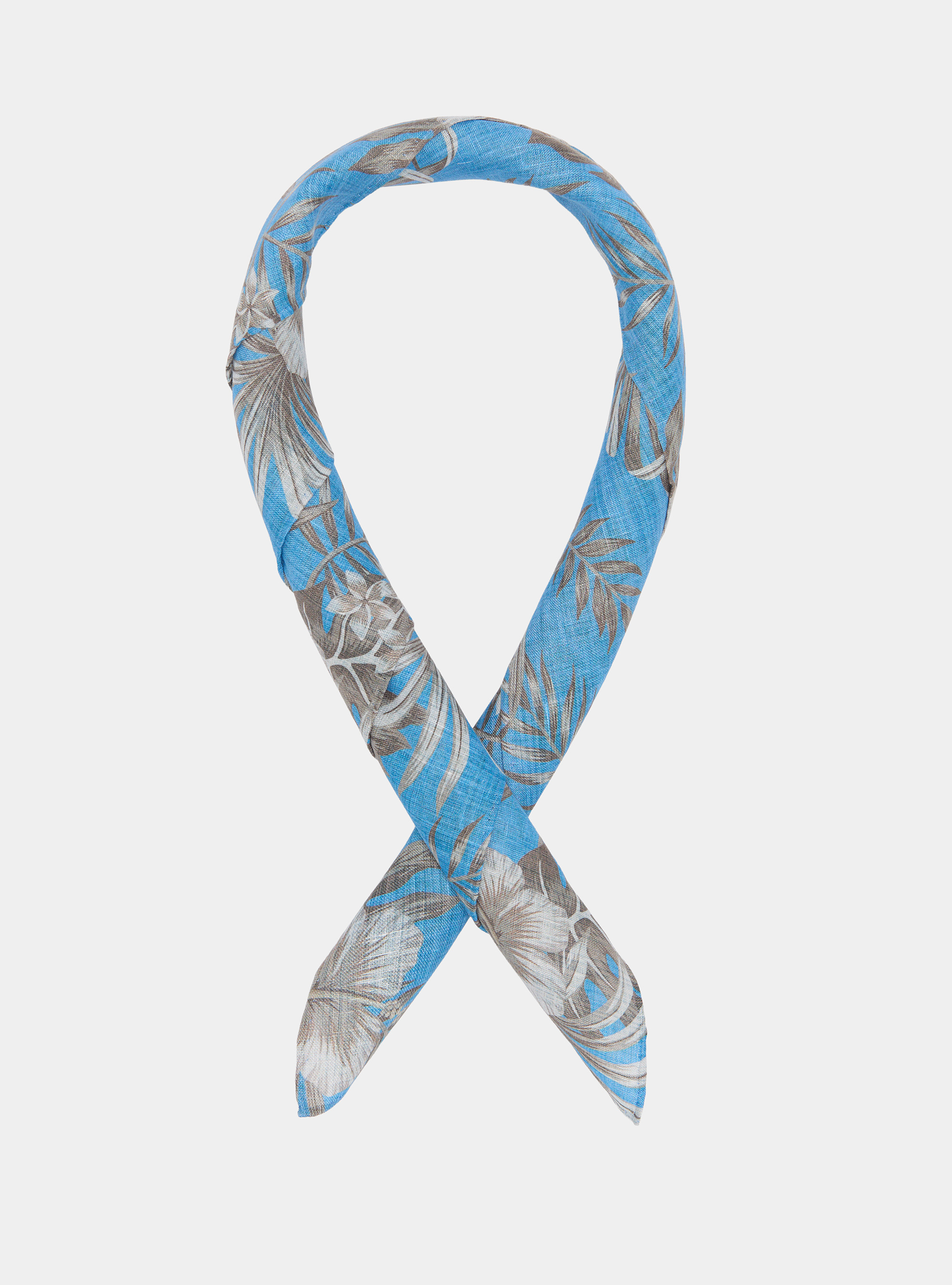 Floral print linen foulard, LIGHT BLUE
