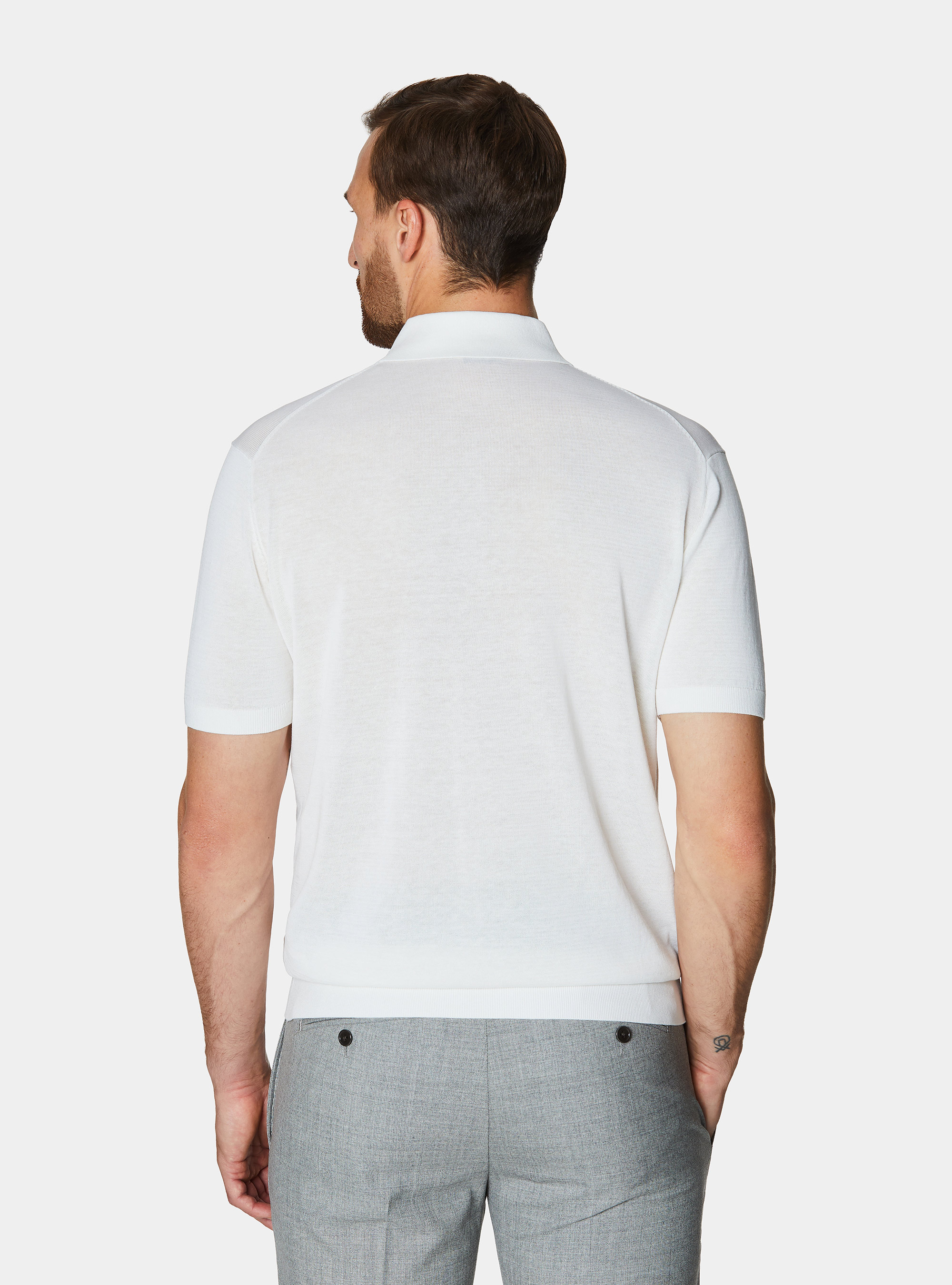 Polo de algod&oacute;n y seda, BLANCO