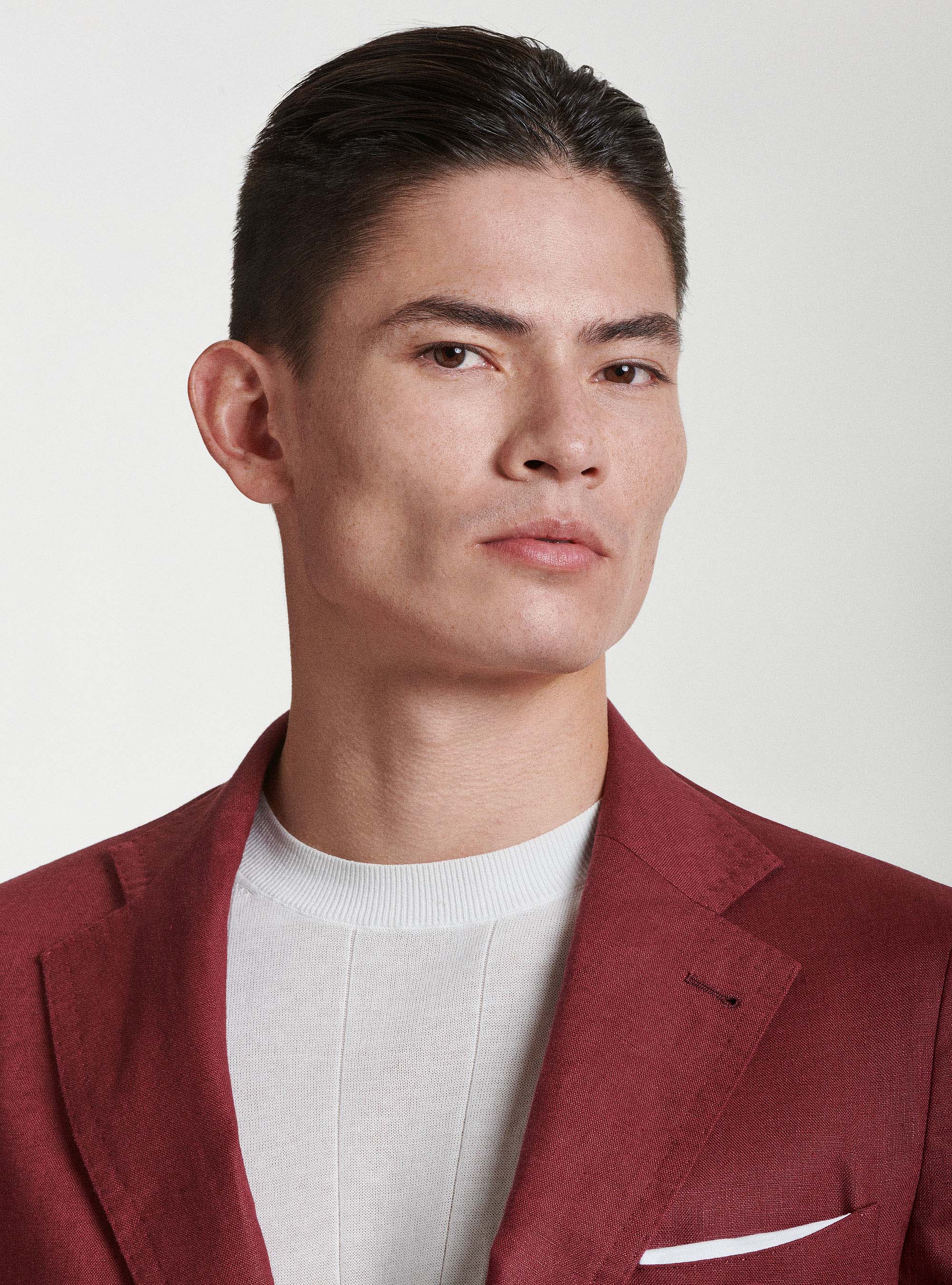 Pure linen suit blazer, BORDEAUX
