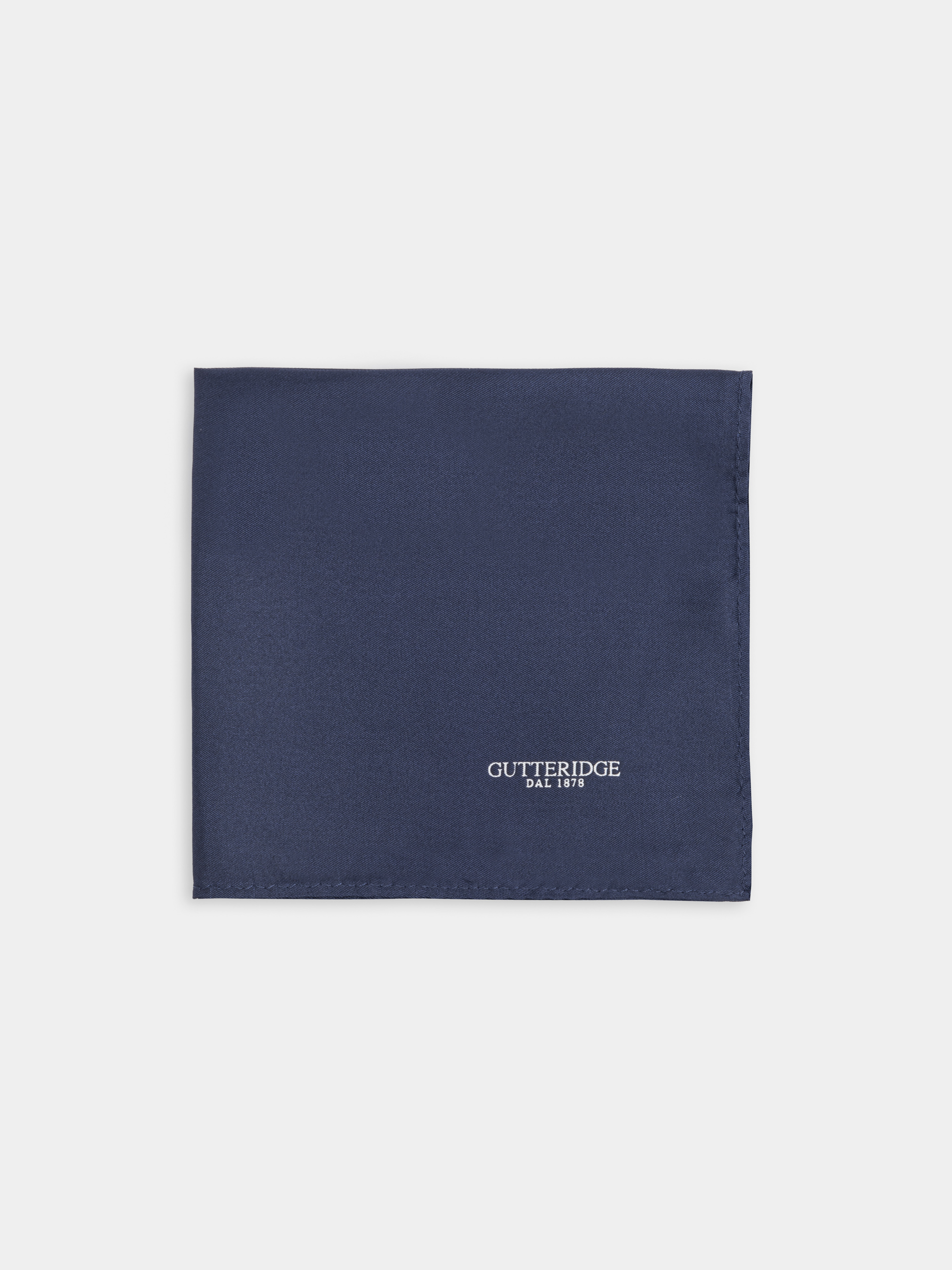 Micro patterned silk pocket square, NAVY BLUE