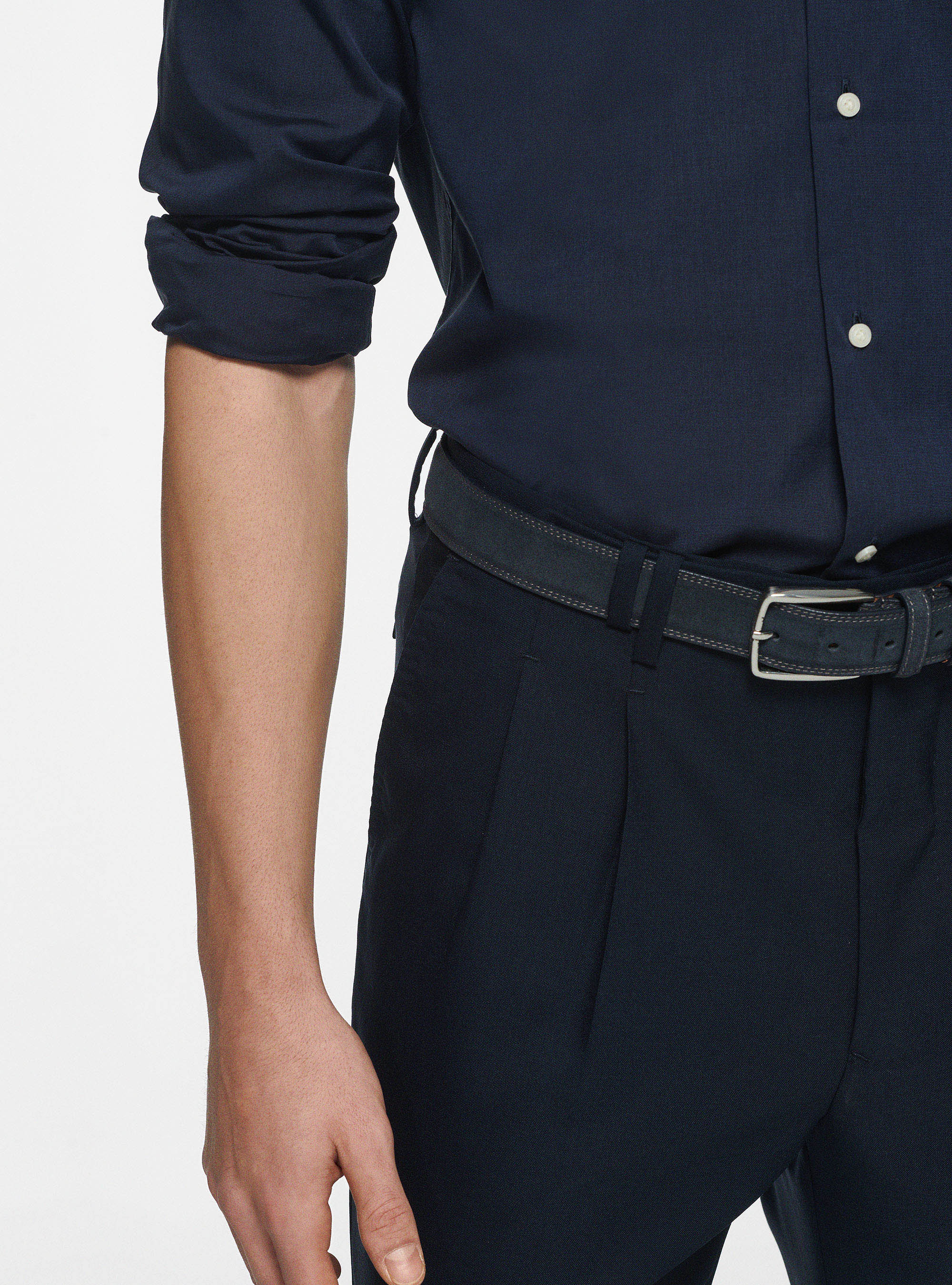 Chemise en coton fil &agrave; fil, BLEU MARINE