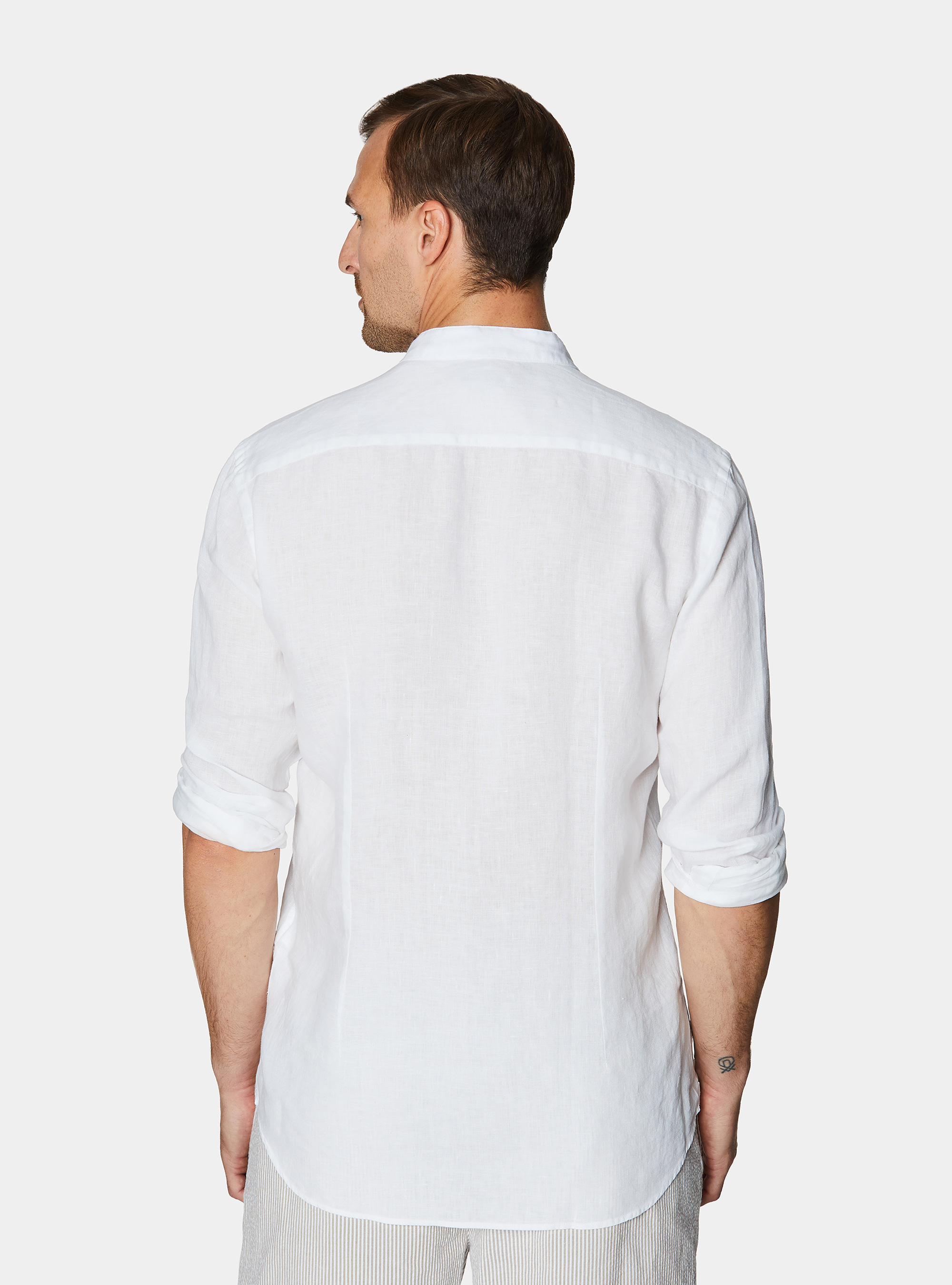 Korean shirt in pure linen, WHITE