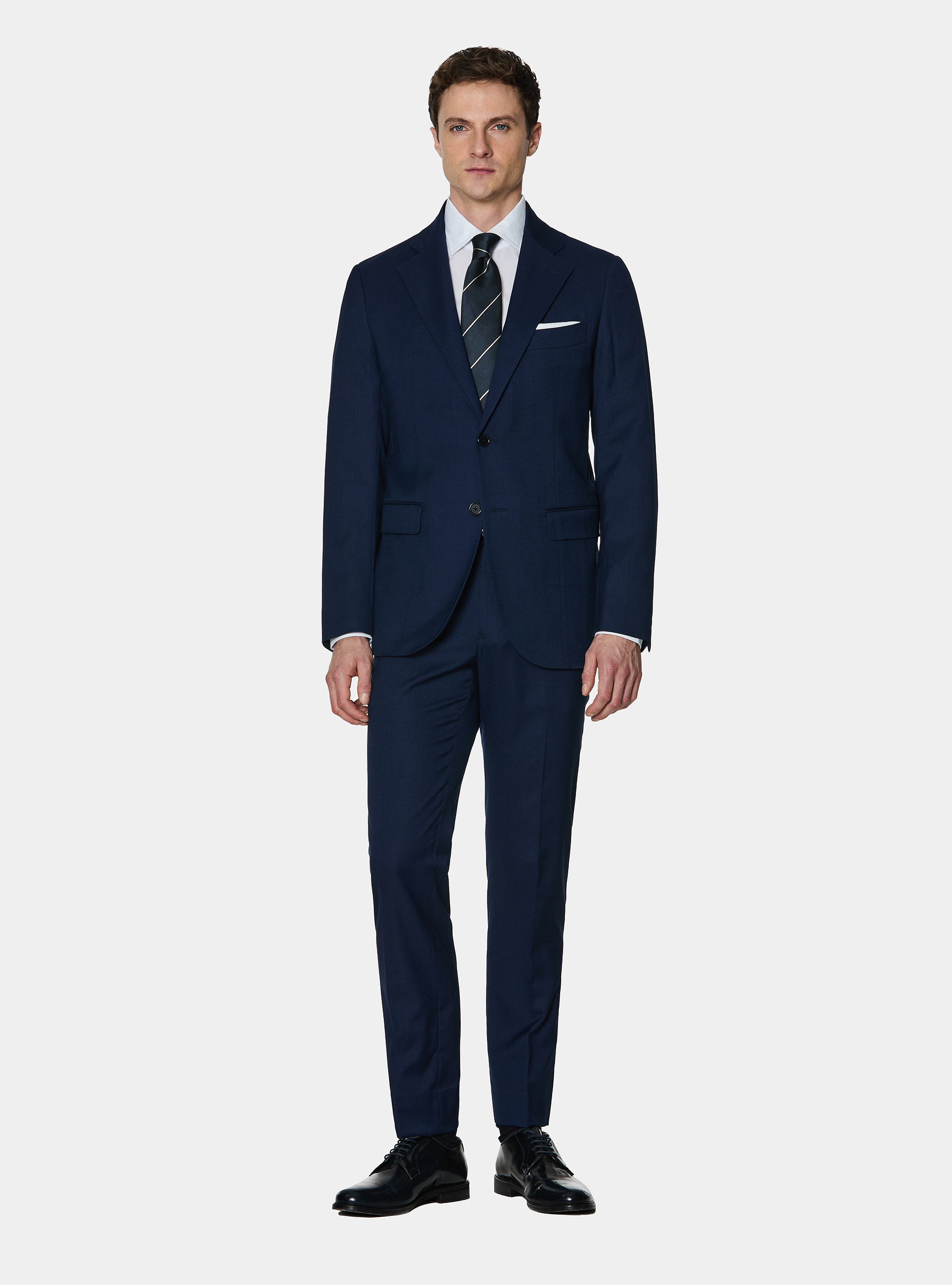 Navy blue slubbed suit, 