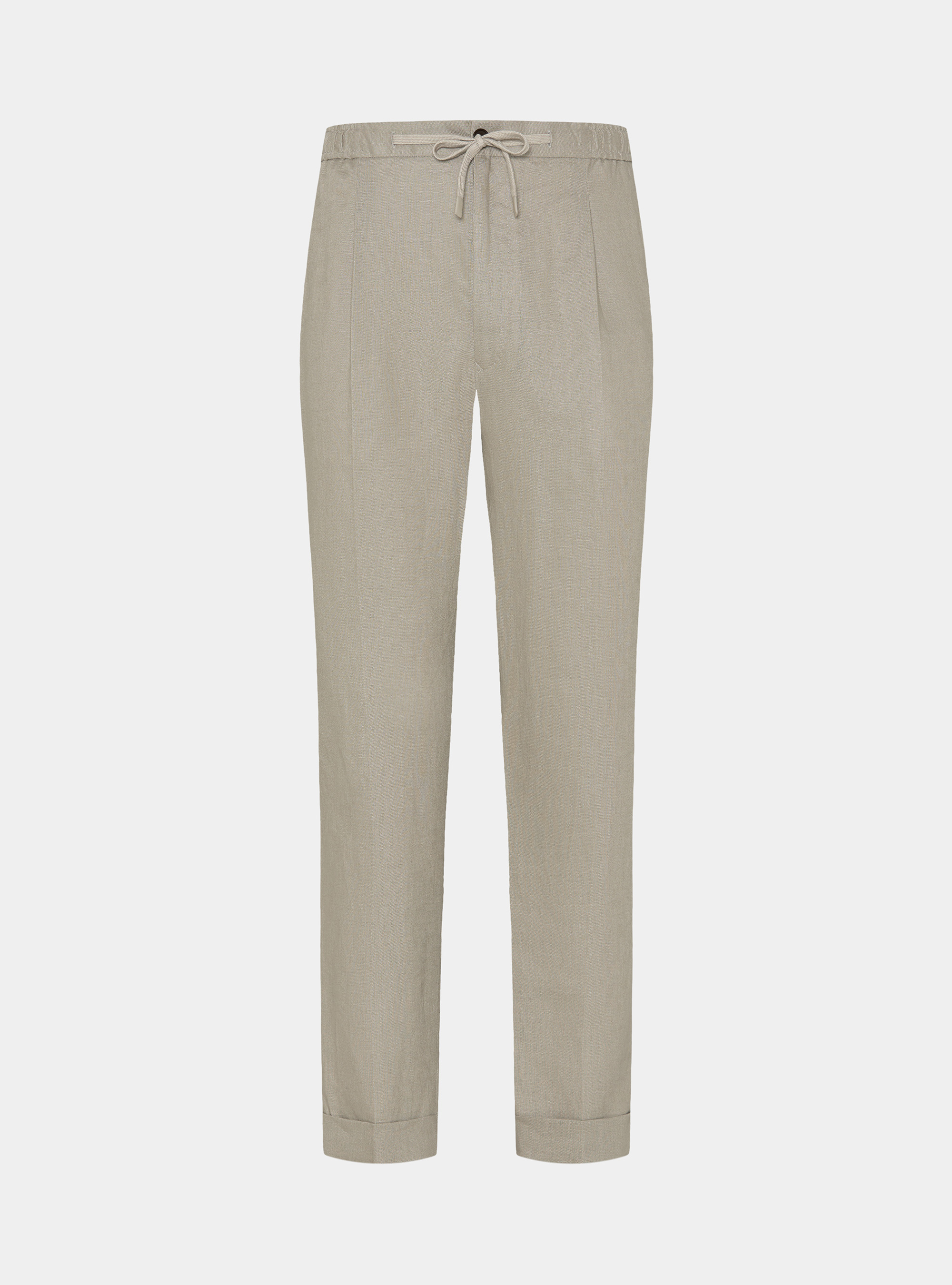 Pure linen trousers with pleat and drawstring, SAND