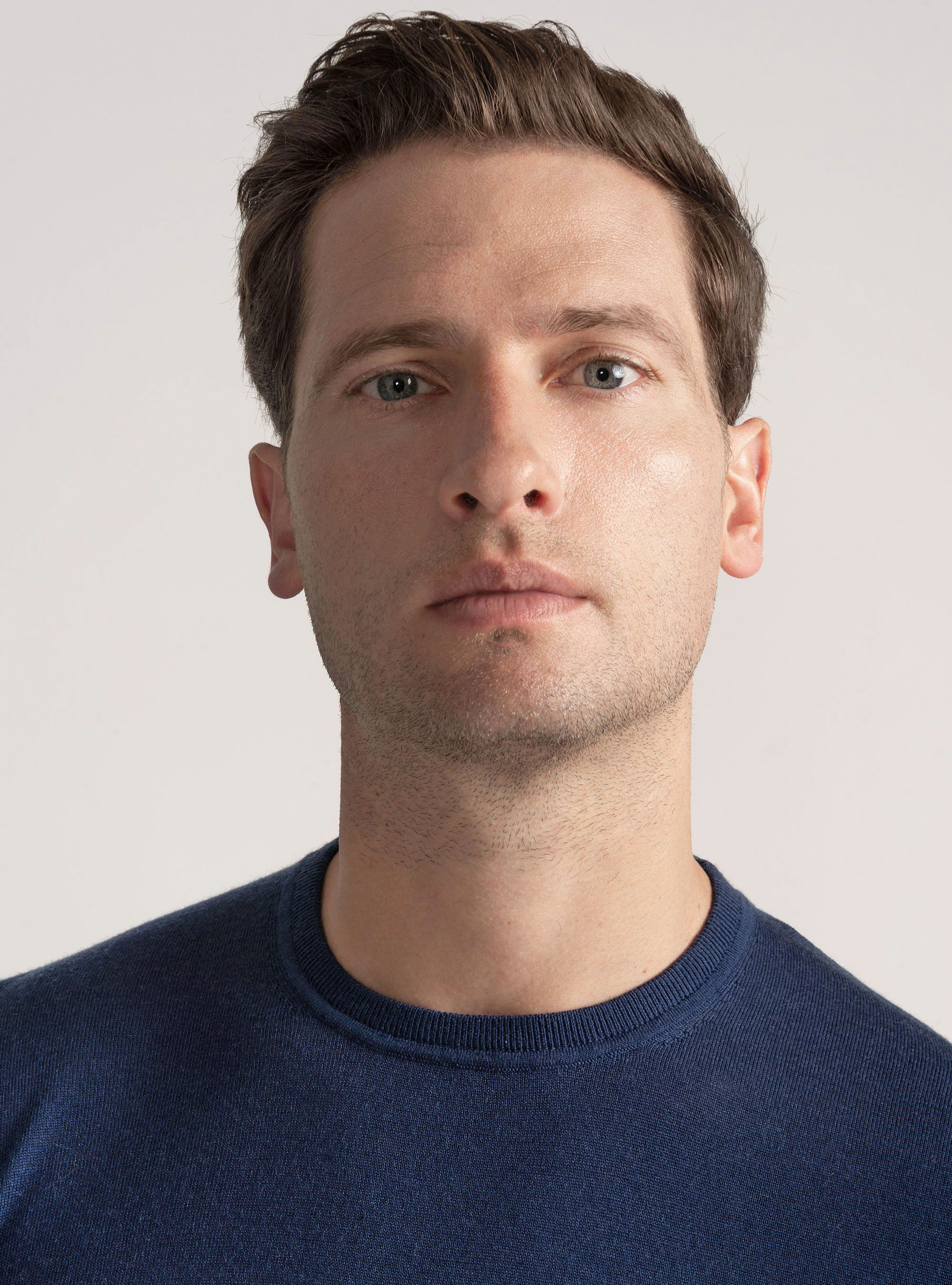 Crew-neck sweater in pure extra-fine merino wool, INK
