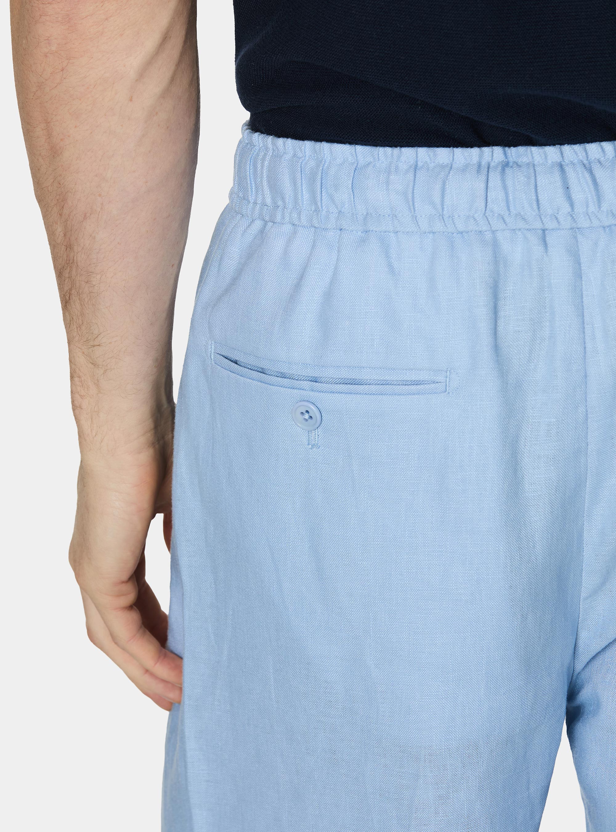 Bermuda en lin avec cordon de serrage, 0266C AZZURRO