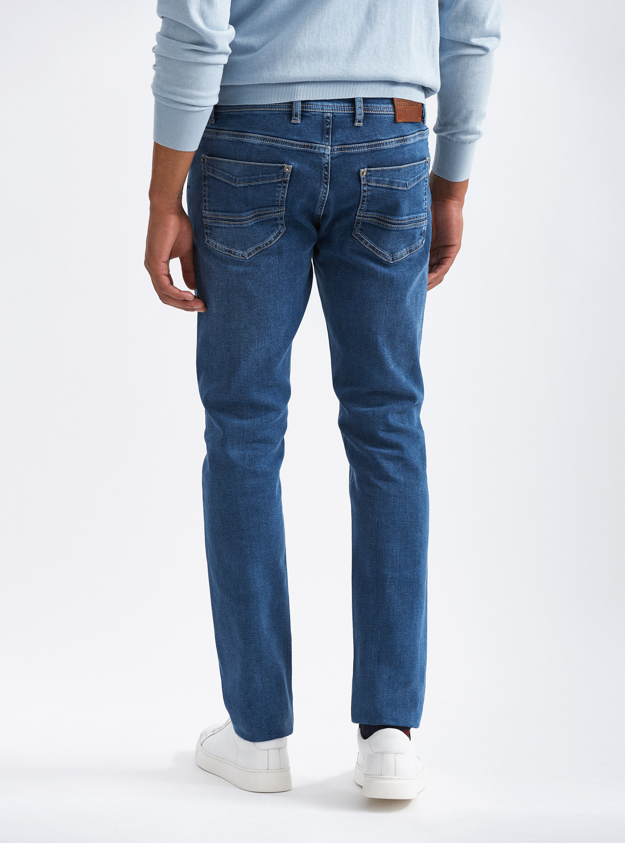 5-pocket jeans with rips, NAVY BLUE