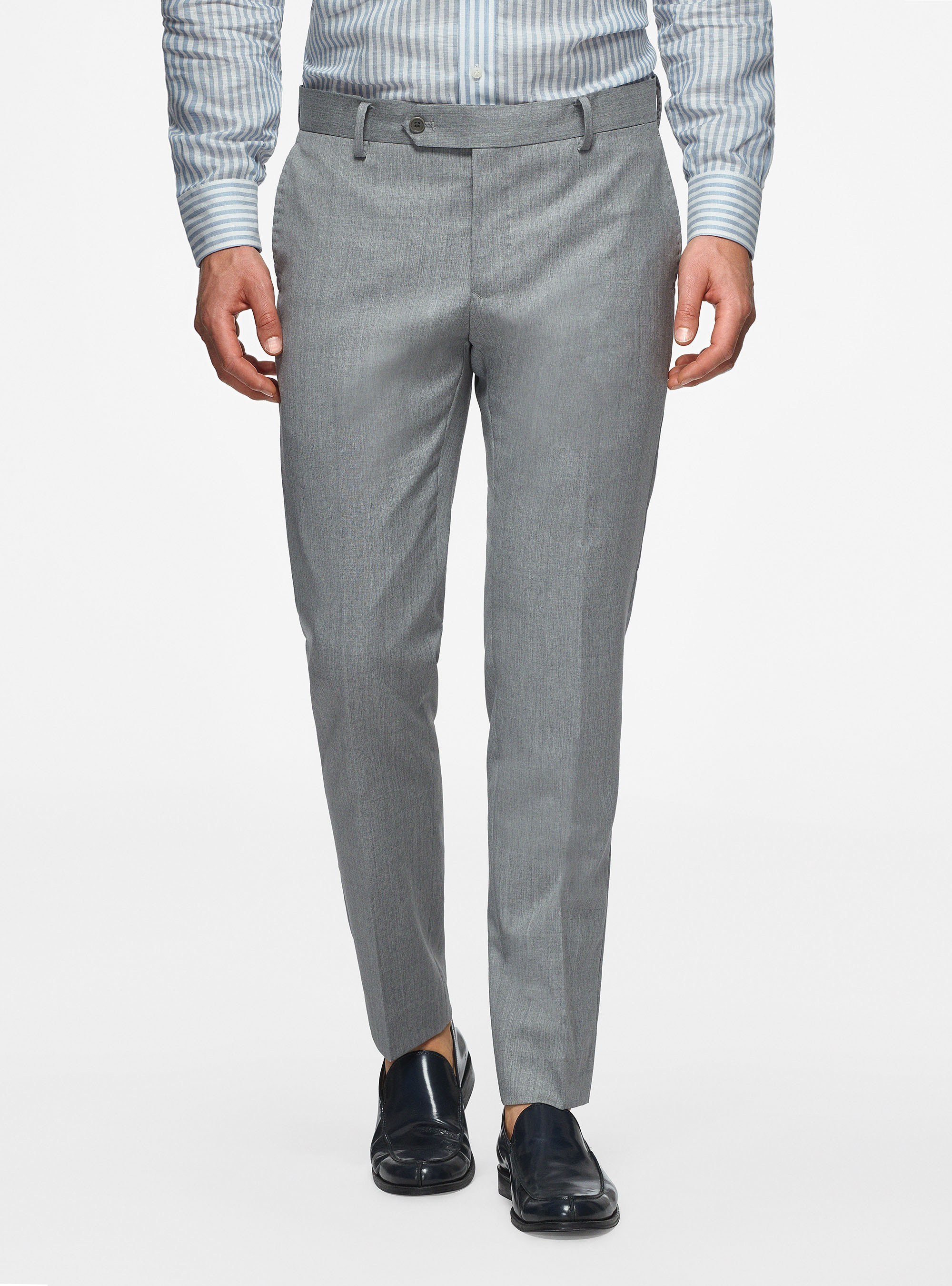 Trousers in pure 110's superfine wool, LIGHT GREY MELANGE
