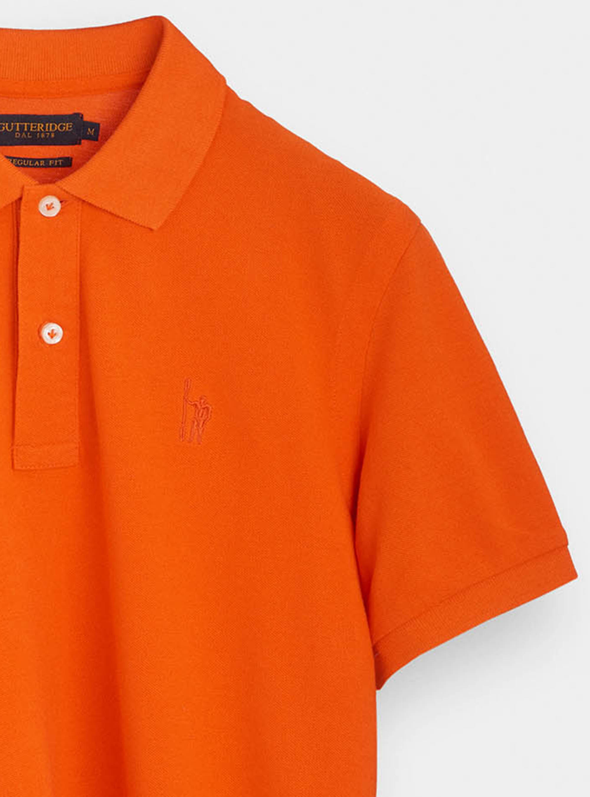 Polo classica con ricamo, ARANCIONE