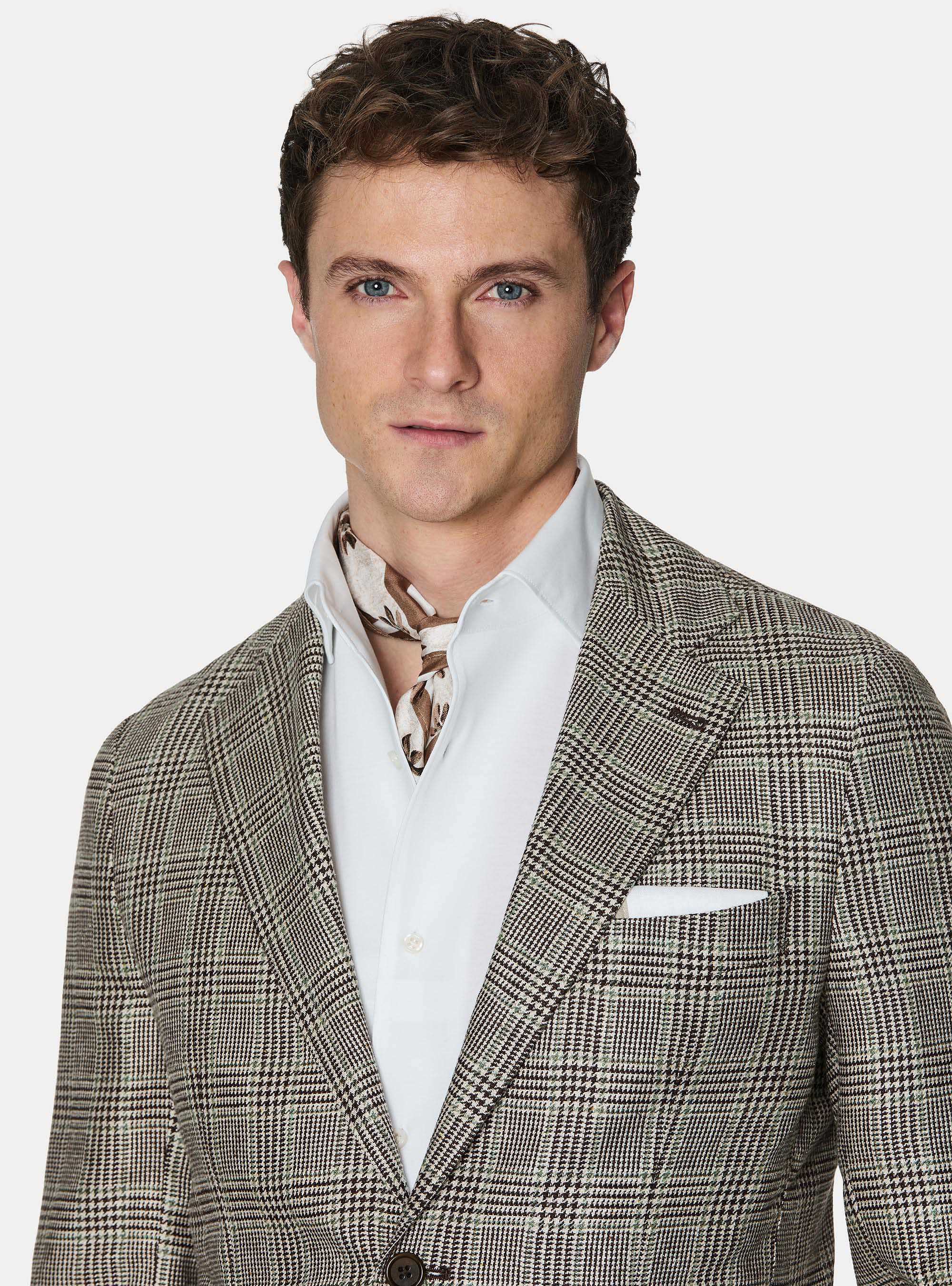 Pure silk patterned blazer, MUD