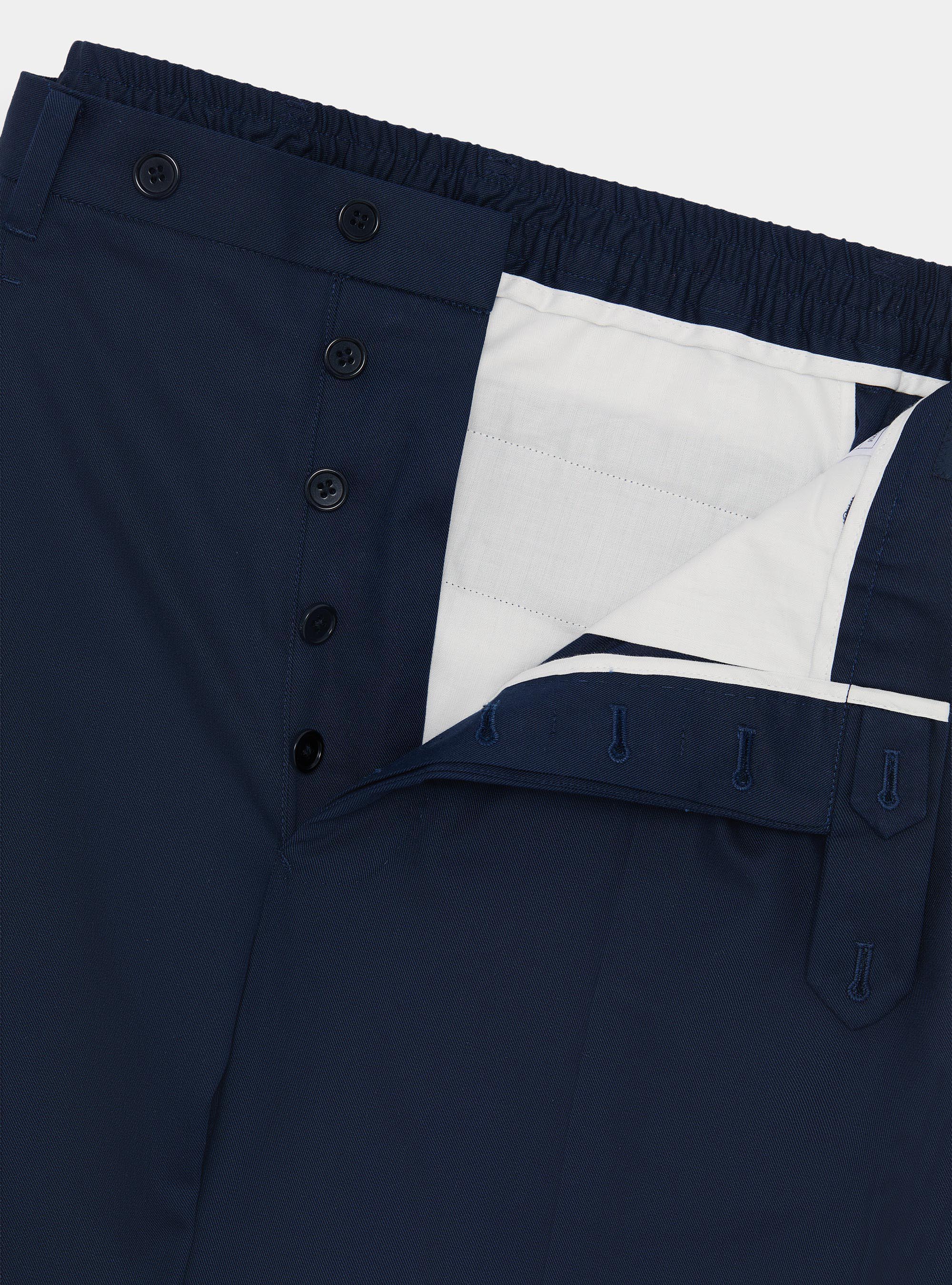 Cotton-blend pleated trousers, NAVY BLUE