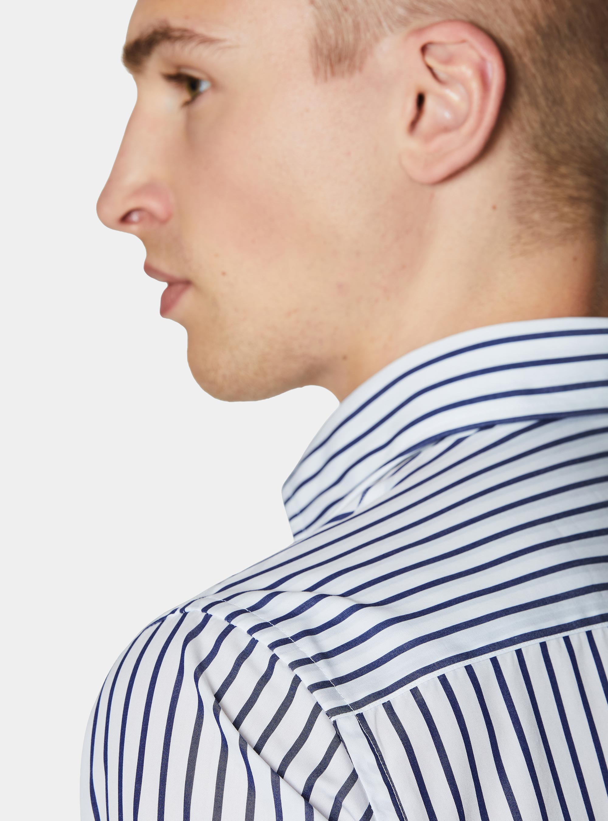 Striped cotton poplin shirt, WHITE