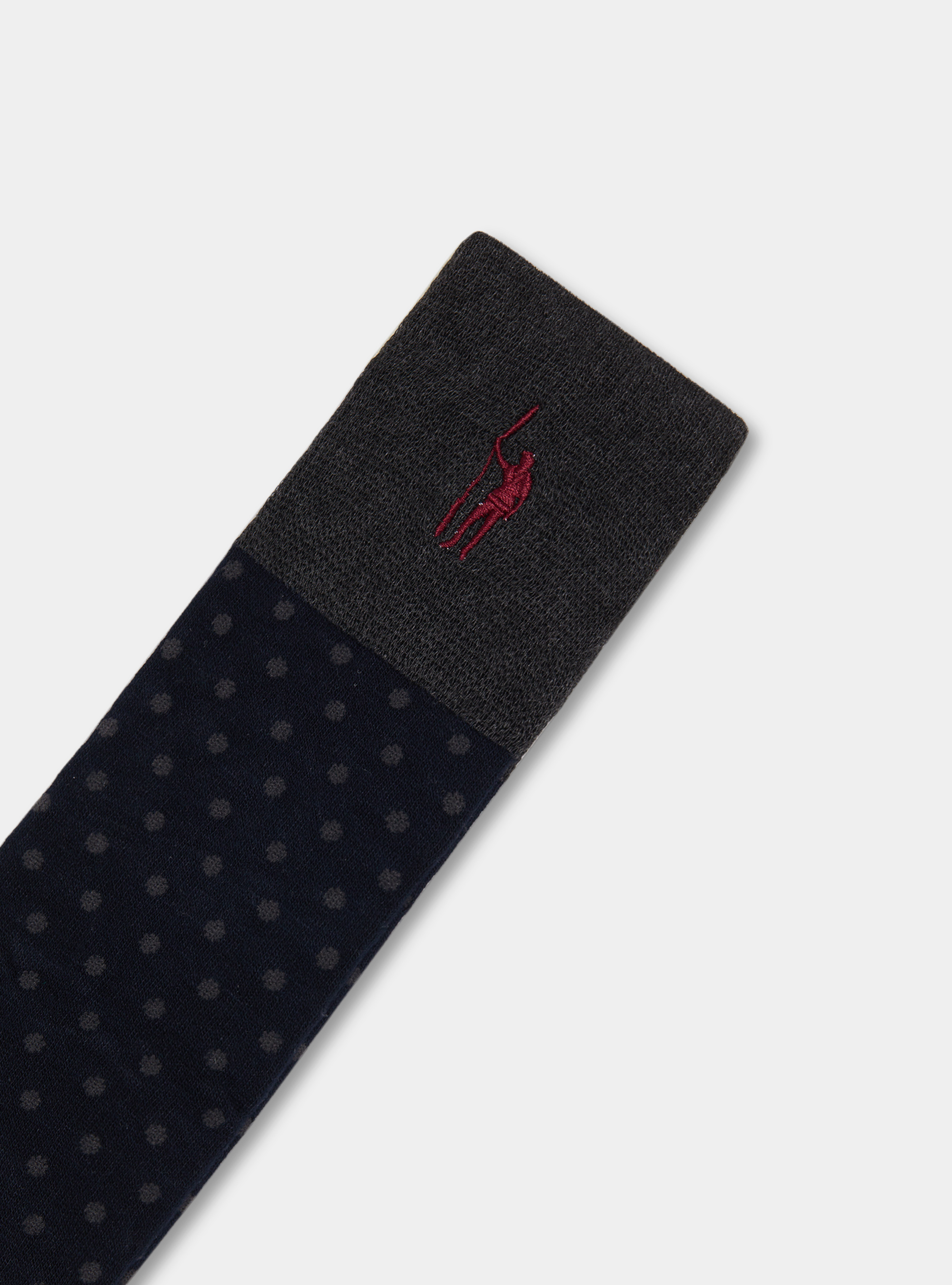 Polka dot and striped long socks with embroidery, NAVY BLUE