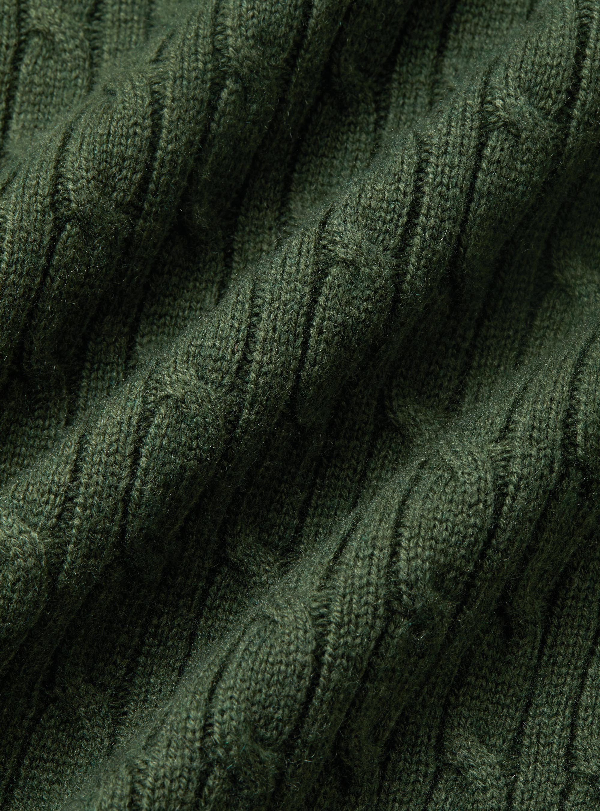 Maglia con collo mock e treccia in misto lana, MILITARE 0609C