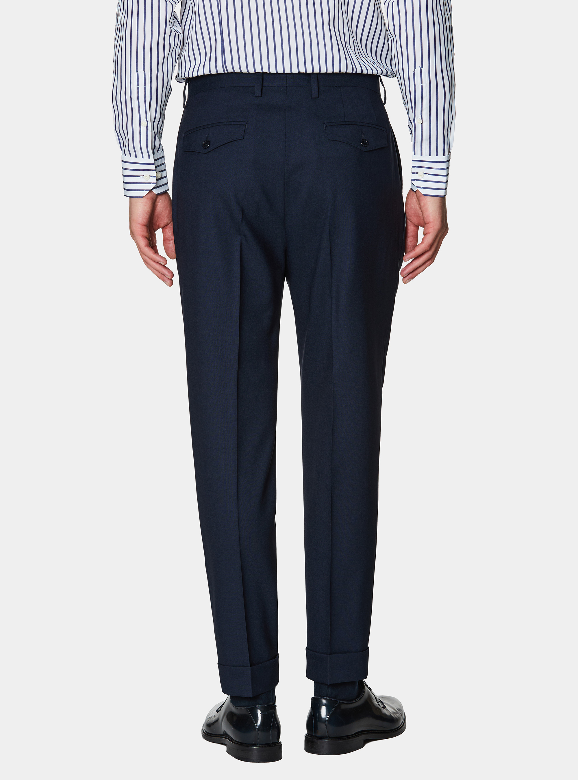 Vitale Barberis Canonico pure wool double pleat trousers, NAVY