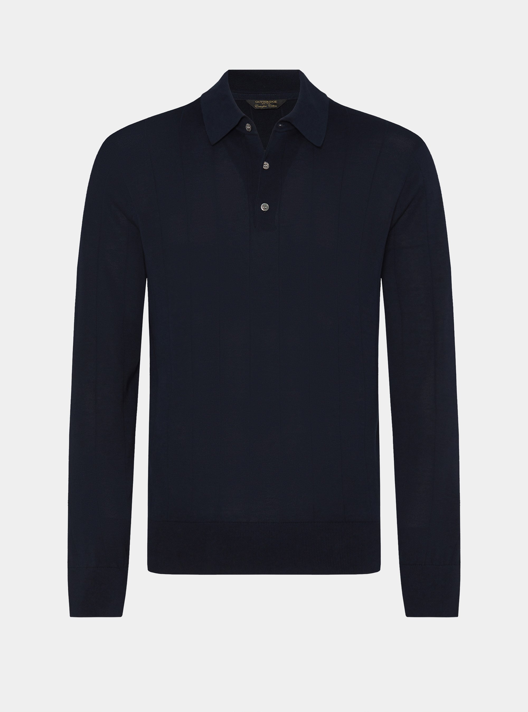 Lang&auml;rmeliges Strick-Poloshirt, NAVY 0218C