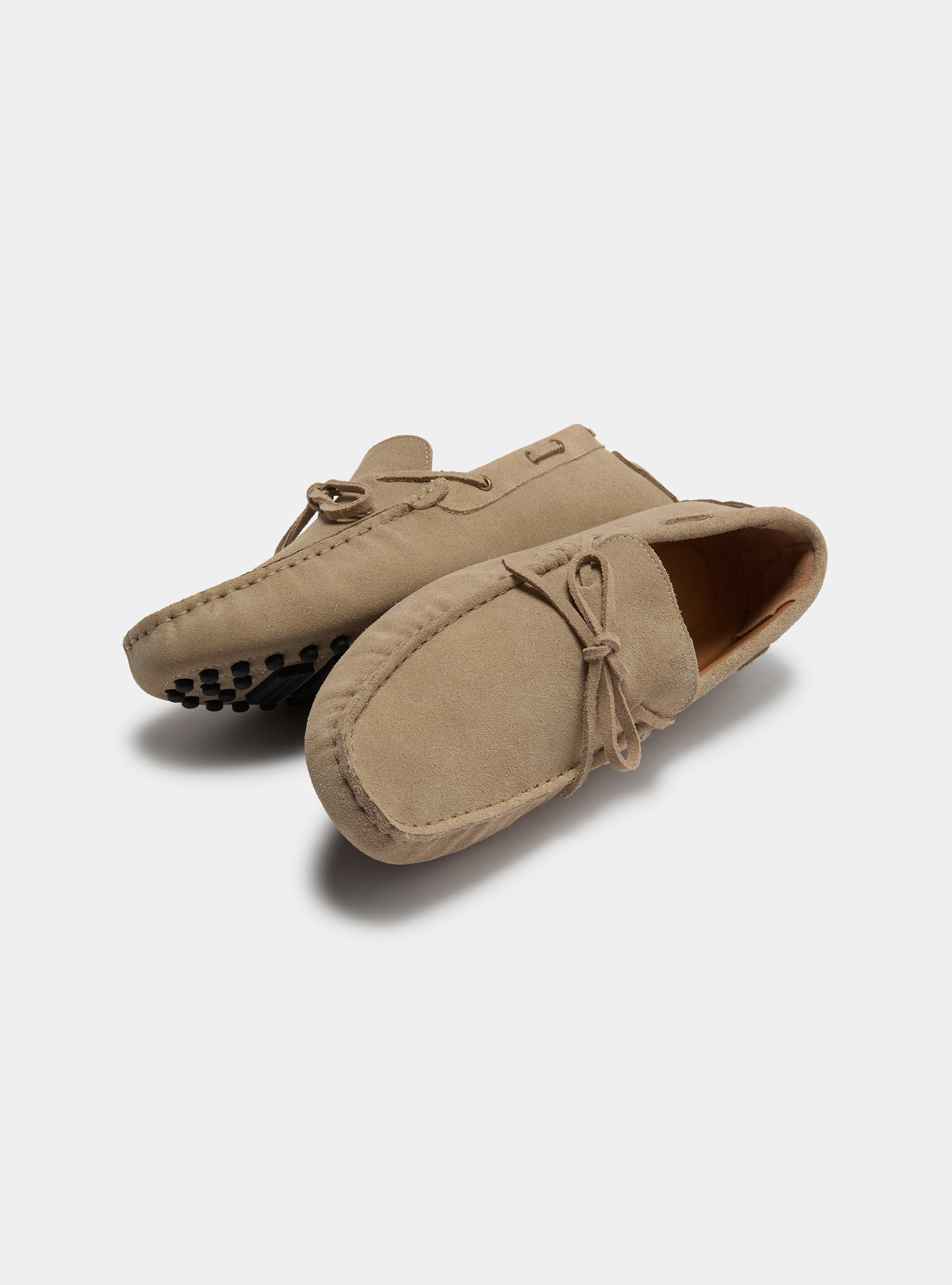 Suede boat loafers, ECRU