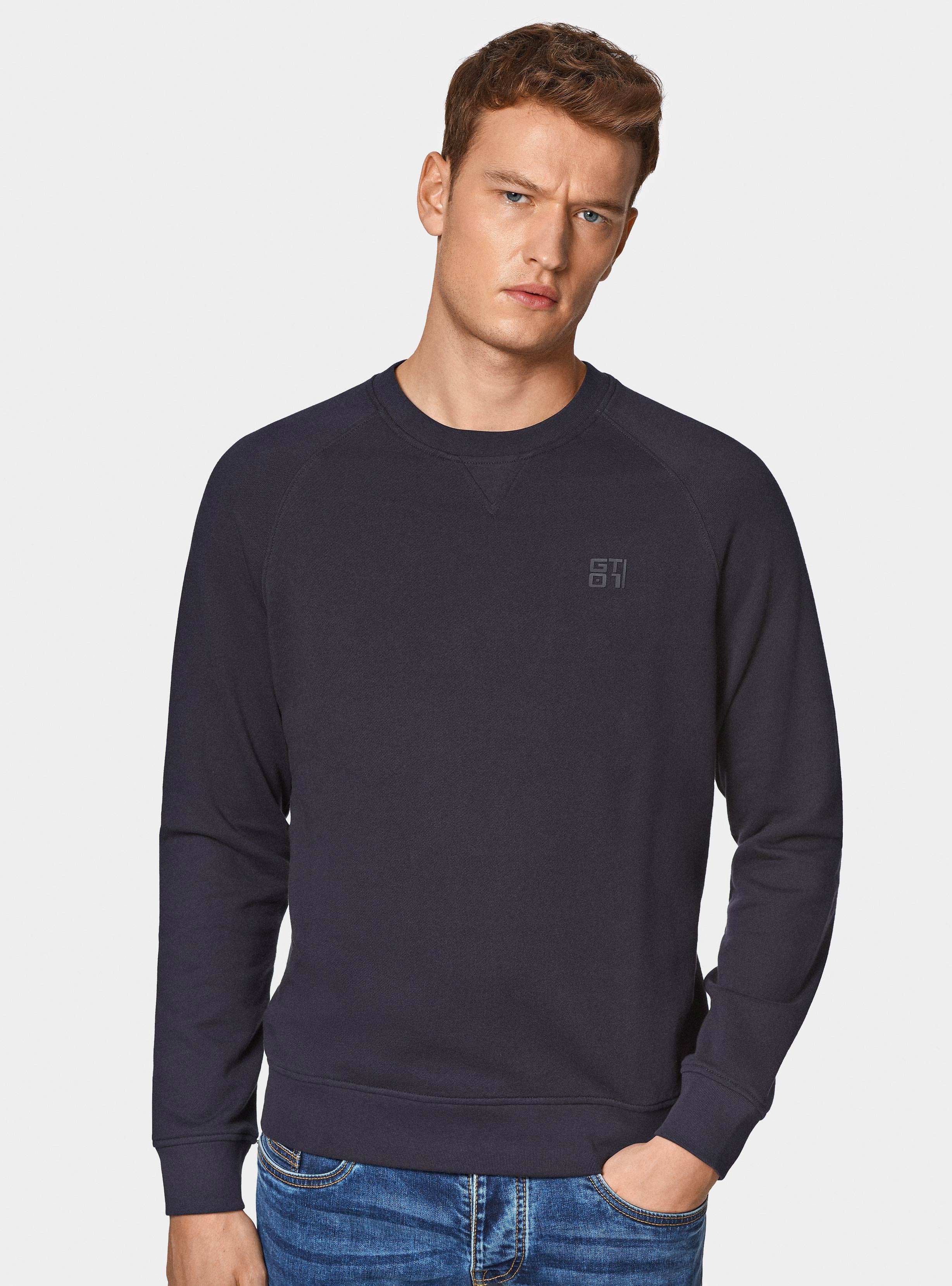 Basic round-neck sweatshirt GT01, NAVY BLUE