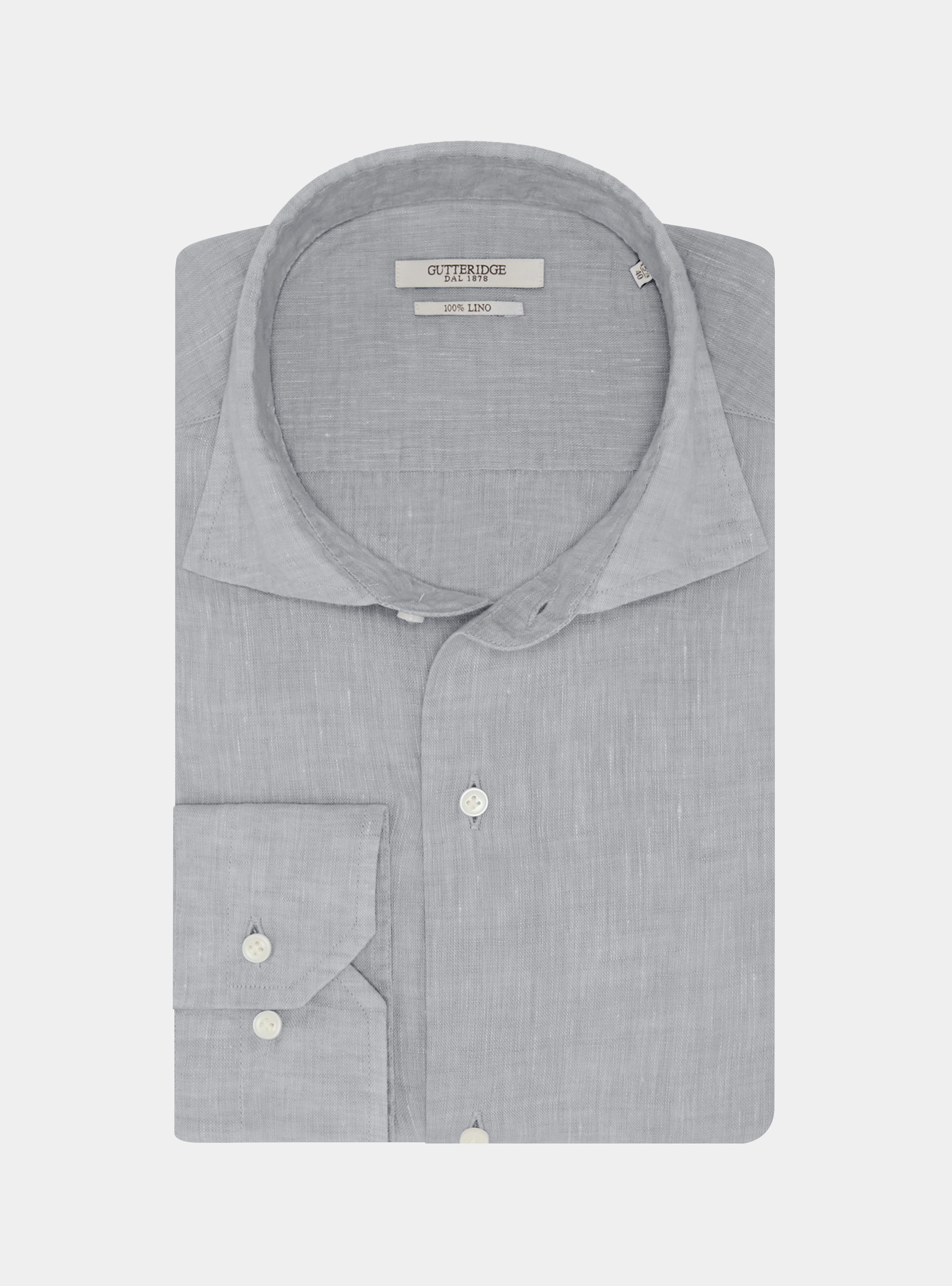 Camisa de lino puro, GRIS CLARO JASPEADO