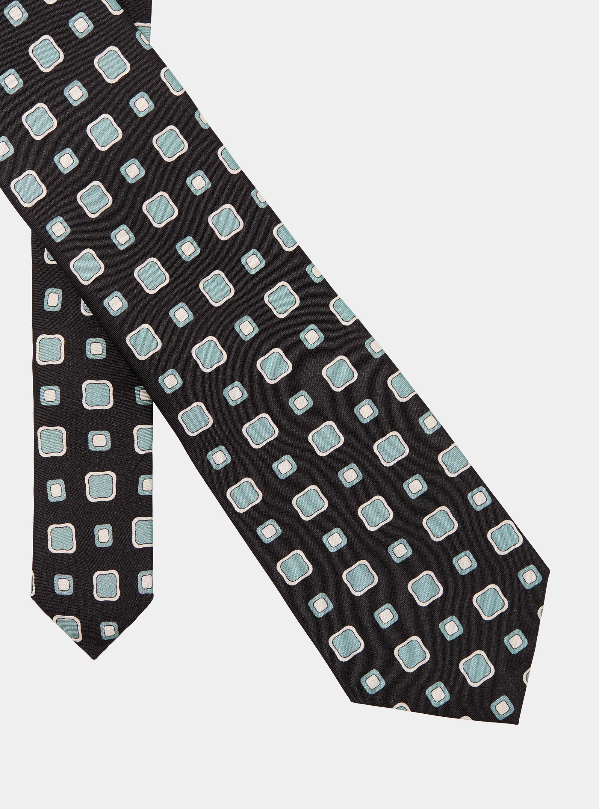 Patterned silk twill tie, NAVY BLUE