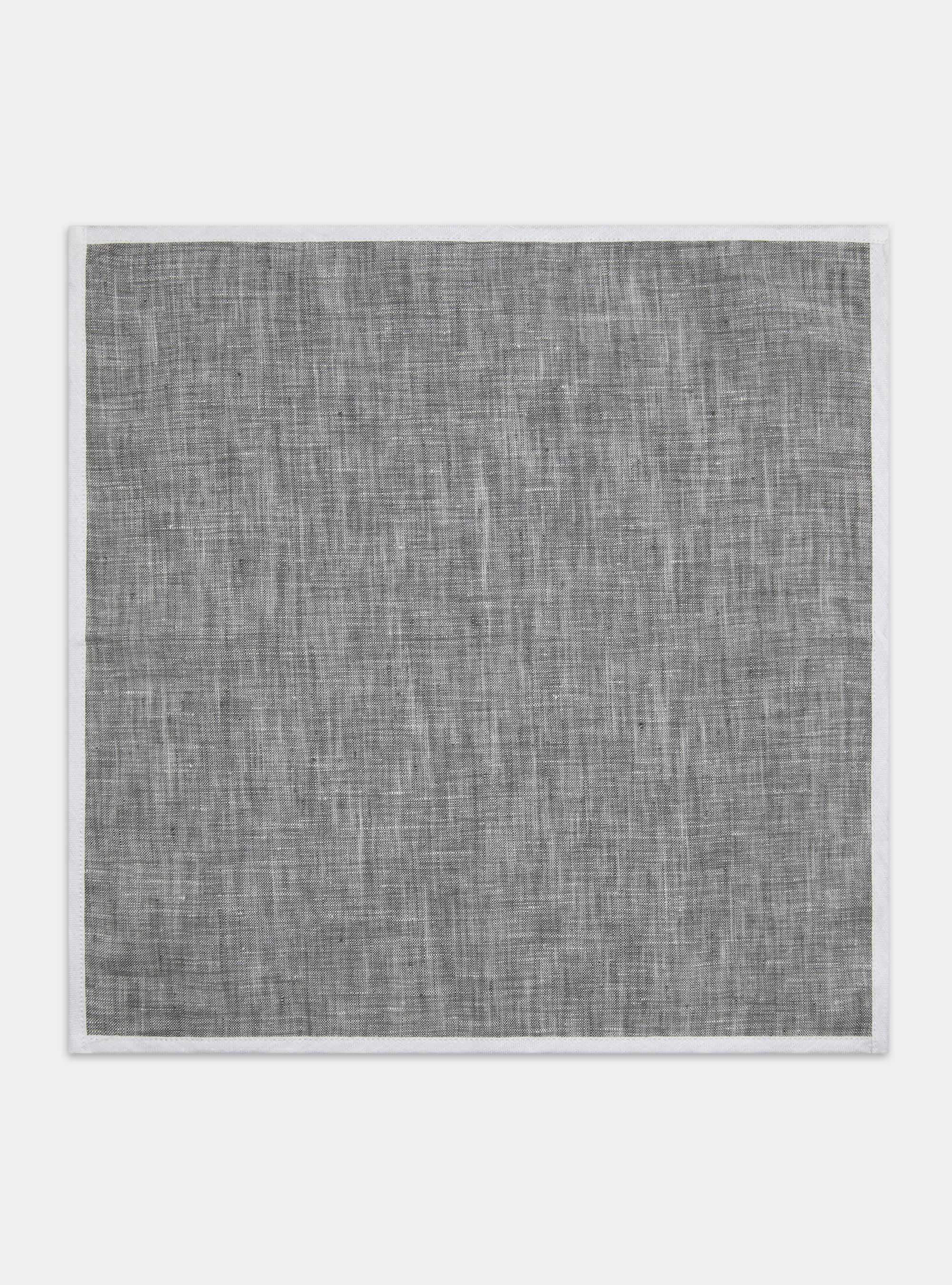 Linen pocket square, LIGHT GREY MELANGE