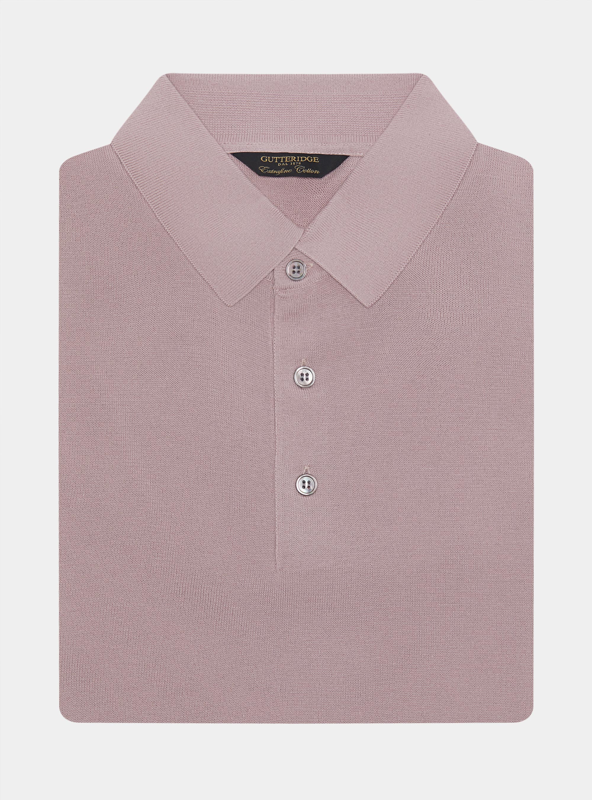 Extra-fine cotton knit polo shirt, 0441C ROSA SCURO