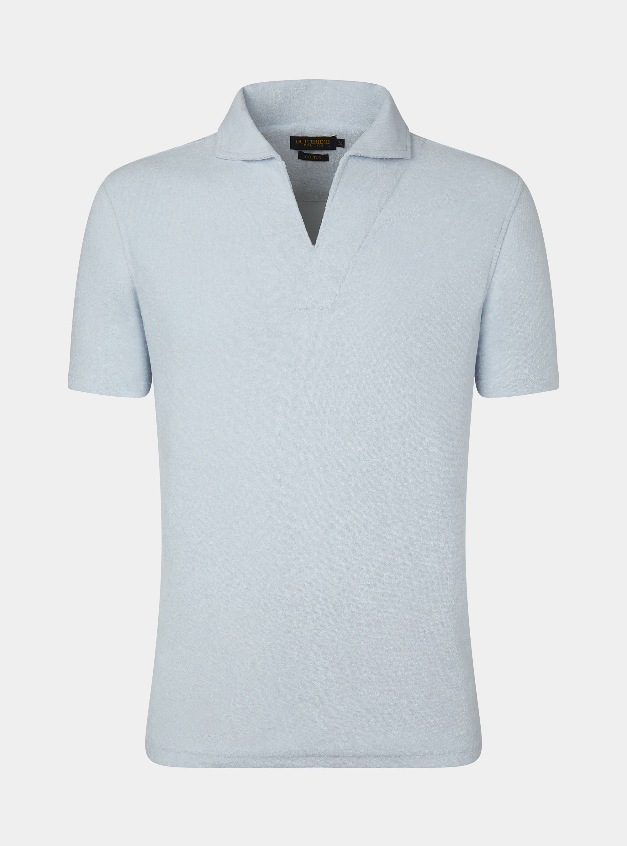 Polo de rizo de algod&oacute;n puro, CELESTE