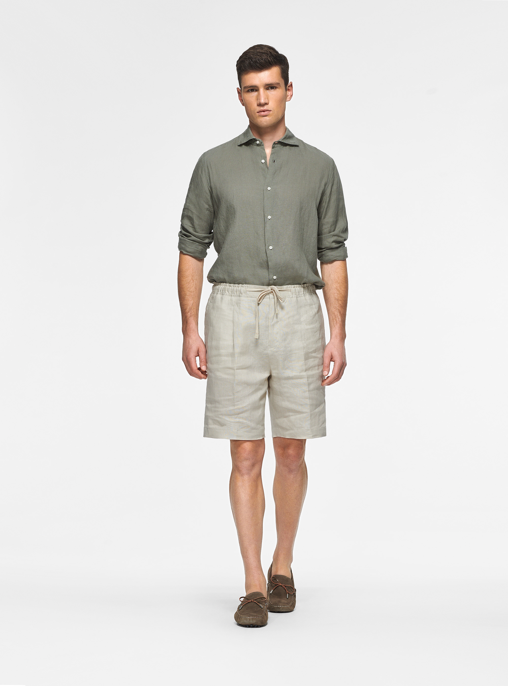 Camicia in puro lino, SALVIA 0602C