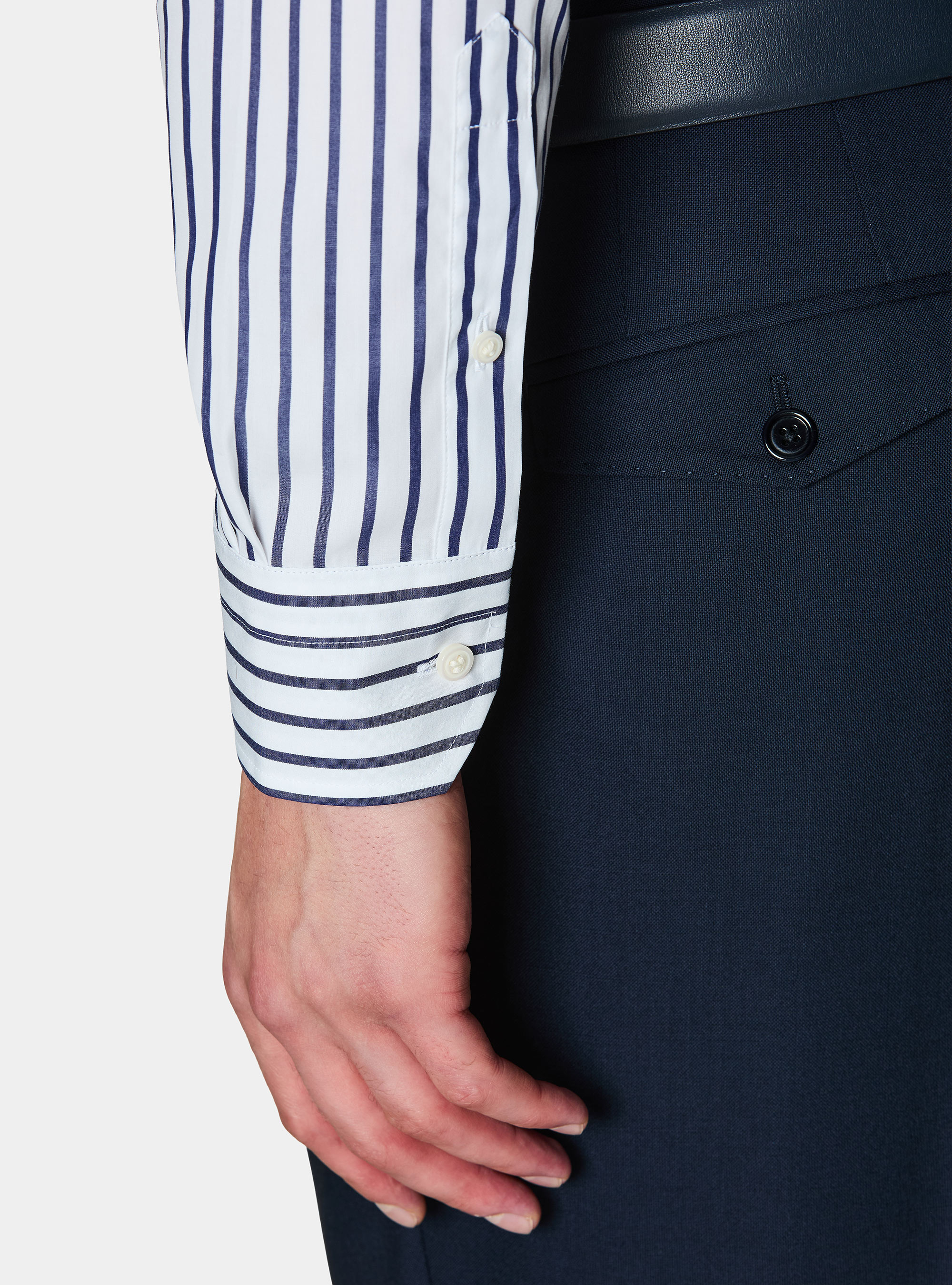 Striped cotton poplin shirt, WHITE