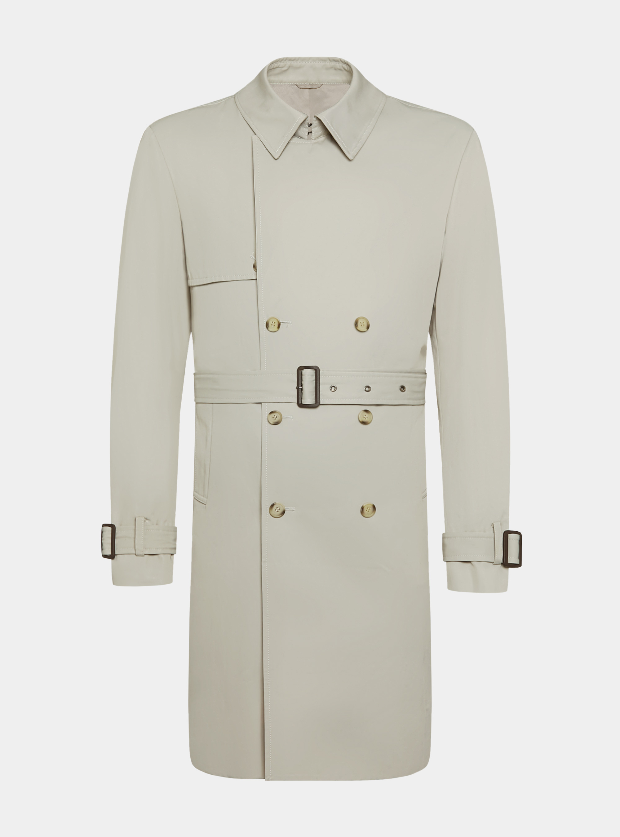 Cotton twill trench coat, ECRU
