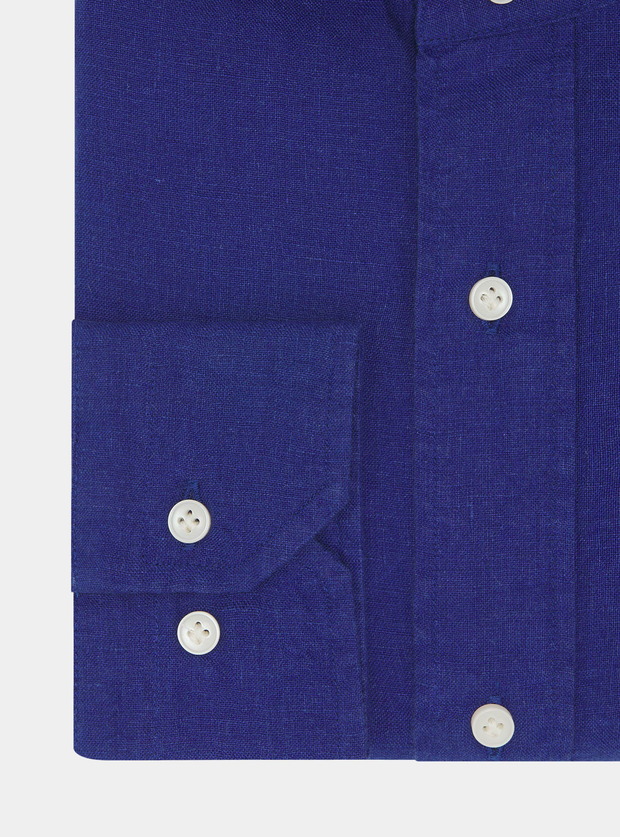 Camicia coreana in puro lino, BLU