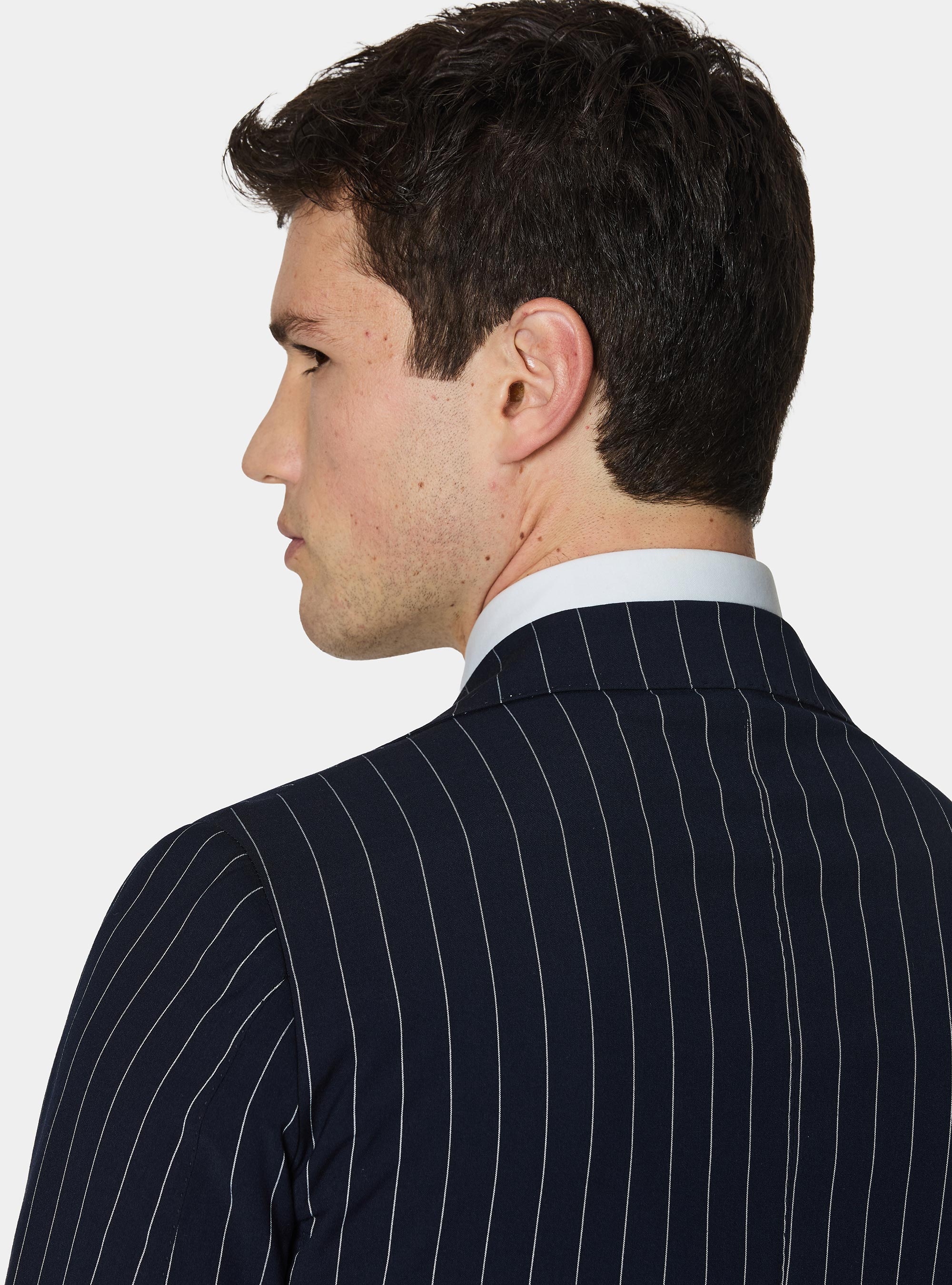 Giacca abito doppiopetto gessato, BLU NAVY