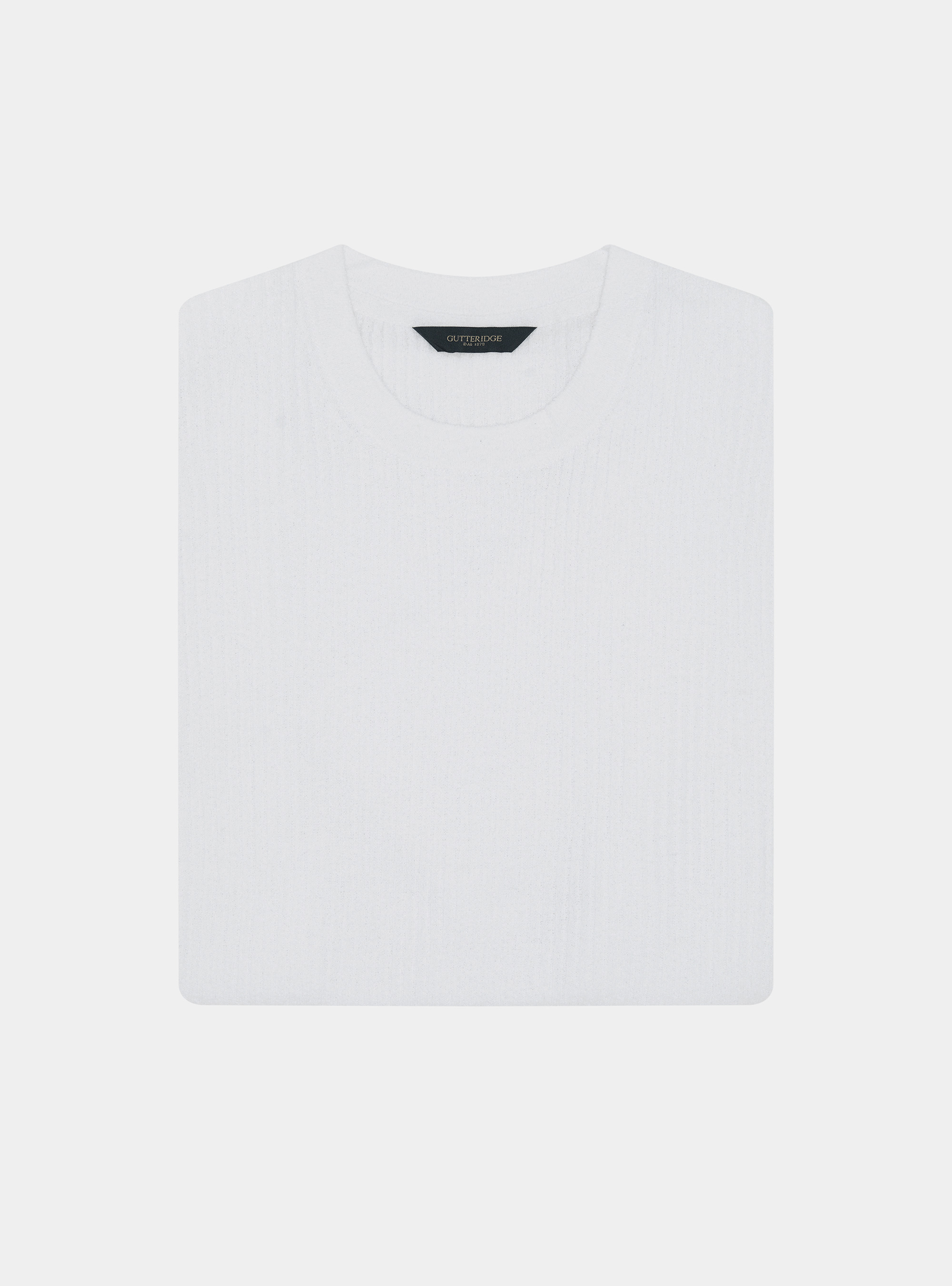 Crew neck in ribbed boucl&eacute; knit, WHITE