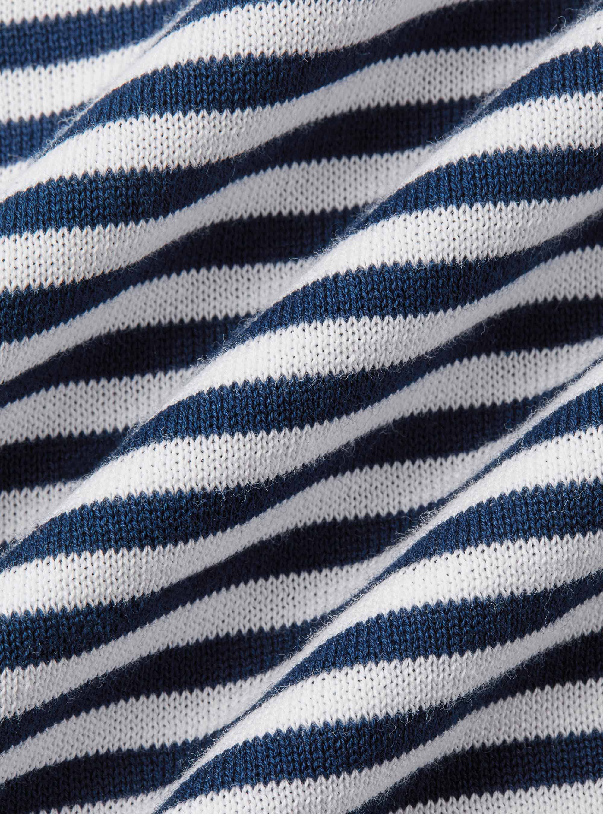 Cotton striped crew neck sweater, WHITE