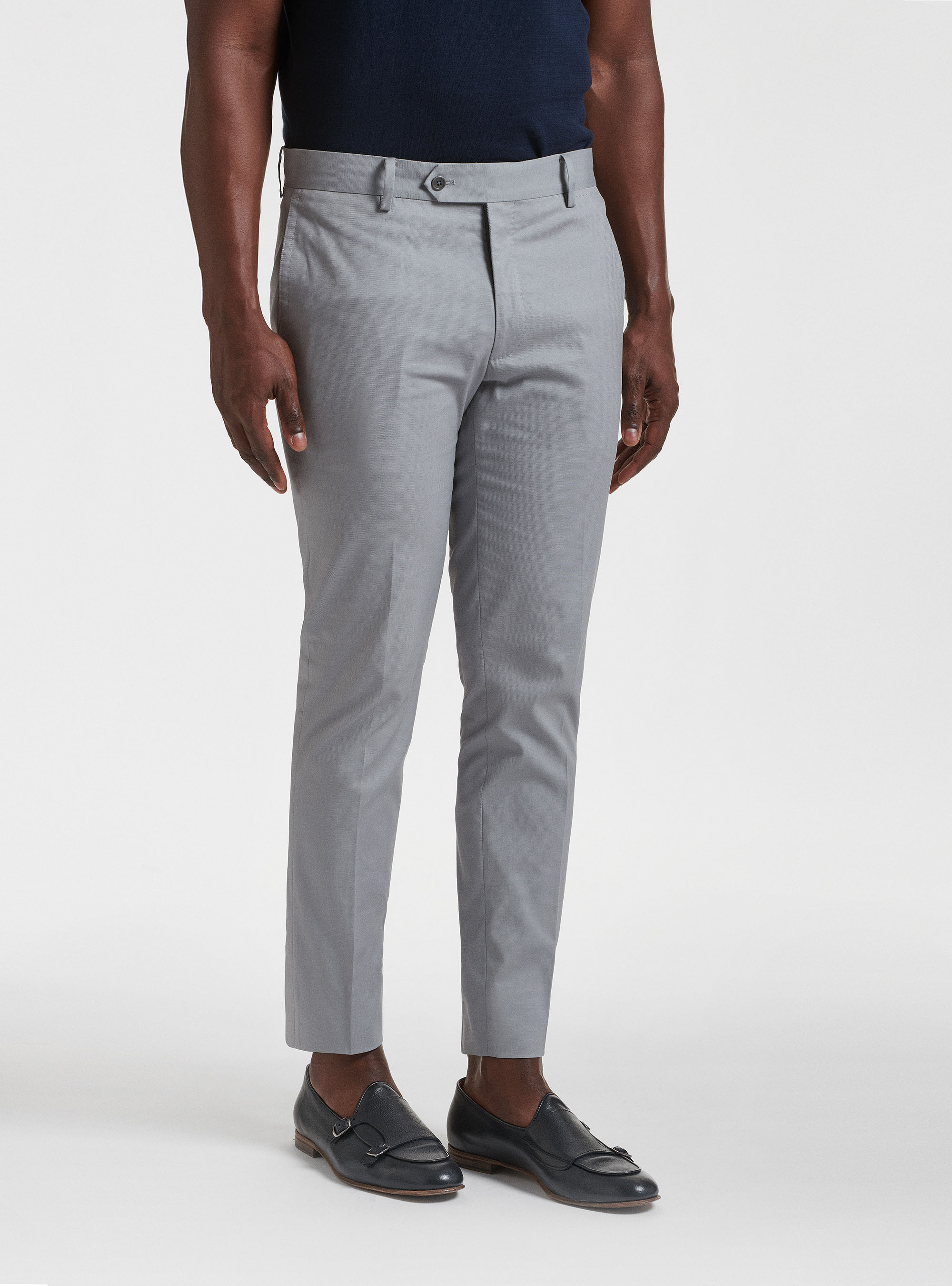 Armoured cotton suit trousers, LIGHT GREY MELANGE