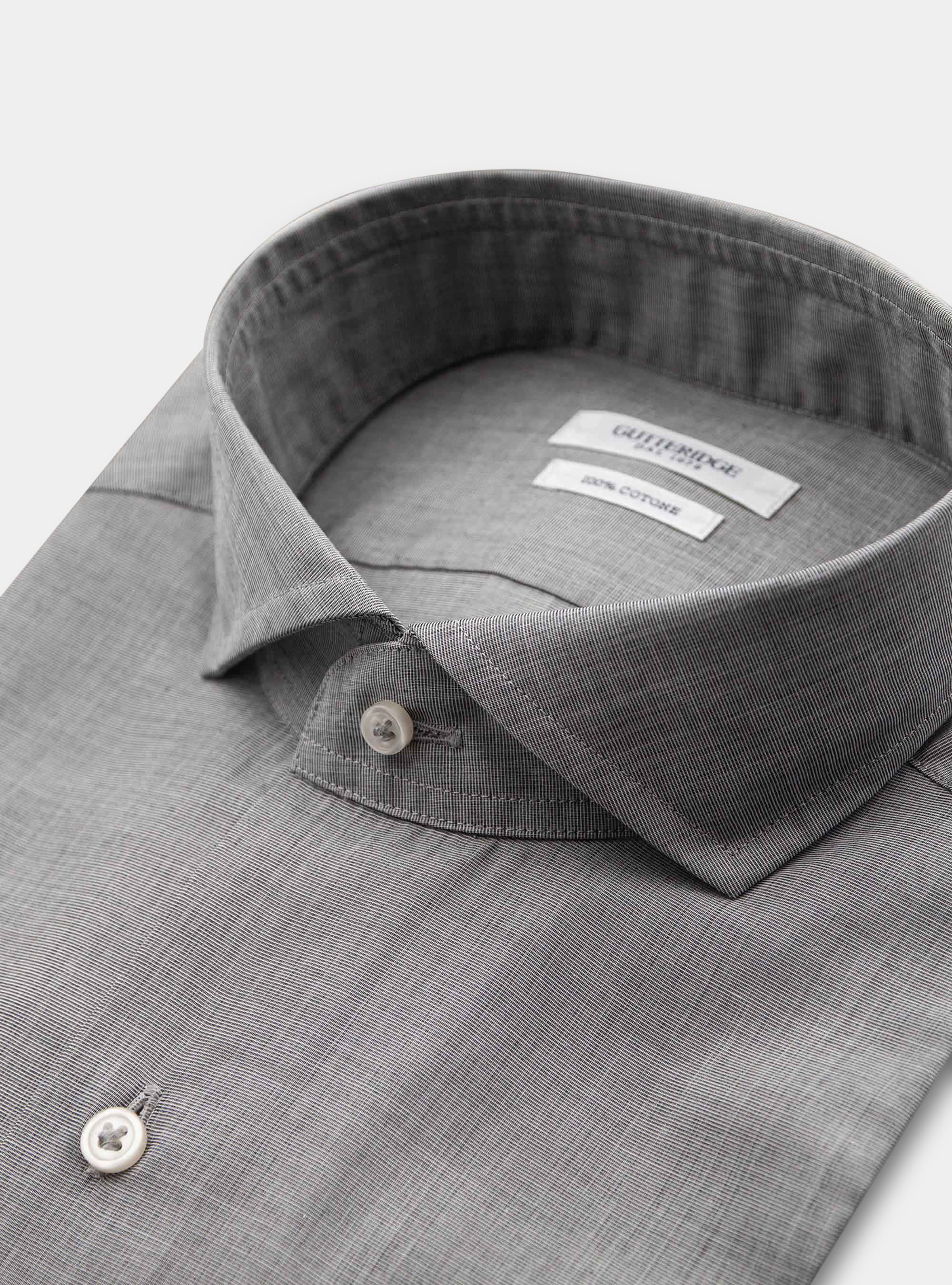 "Fil a fil" french collar shirt, LIGHT GREY MELANGE