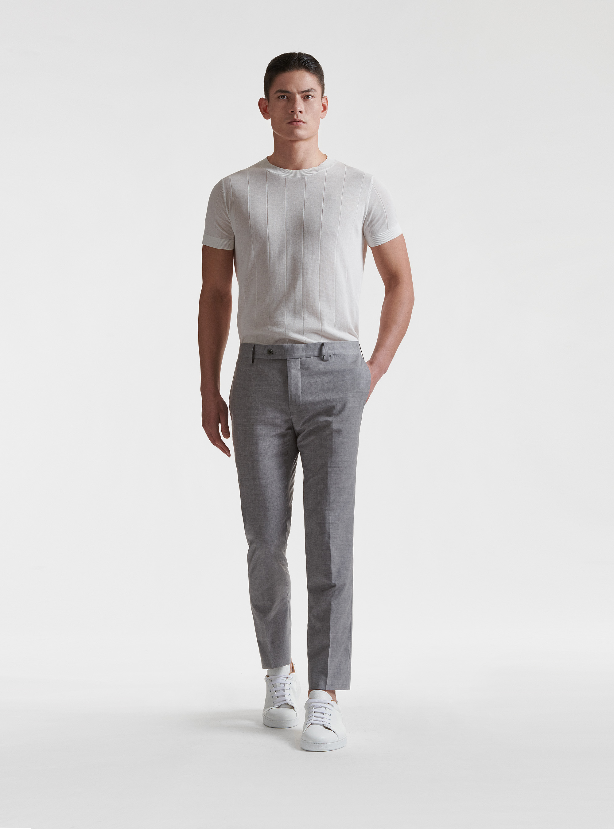 Anzughose aus superfeiner Schurwolle 130's Reda, GRIGIO CHIARO 0256C