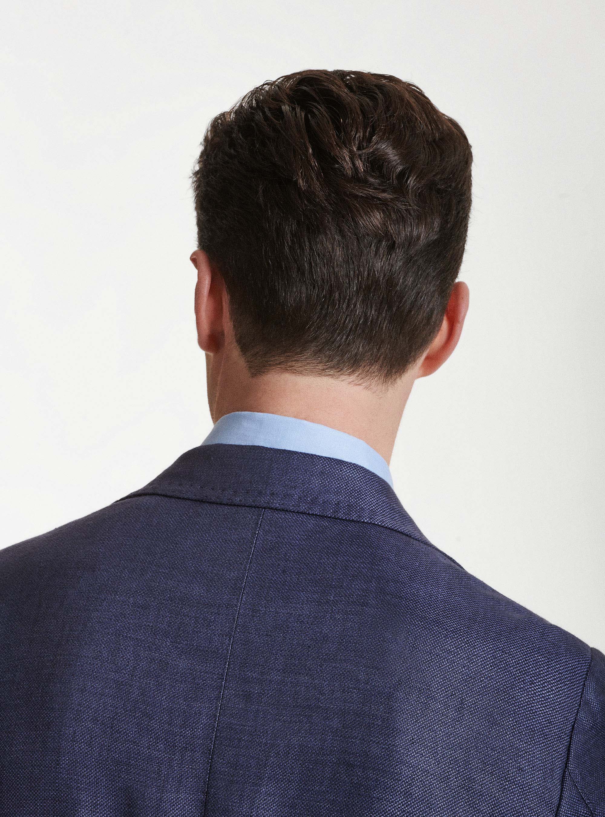 Pure linen hopsack blazer, NAVY BLUE