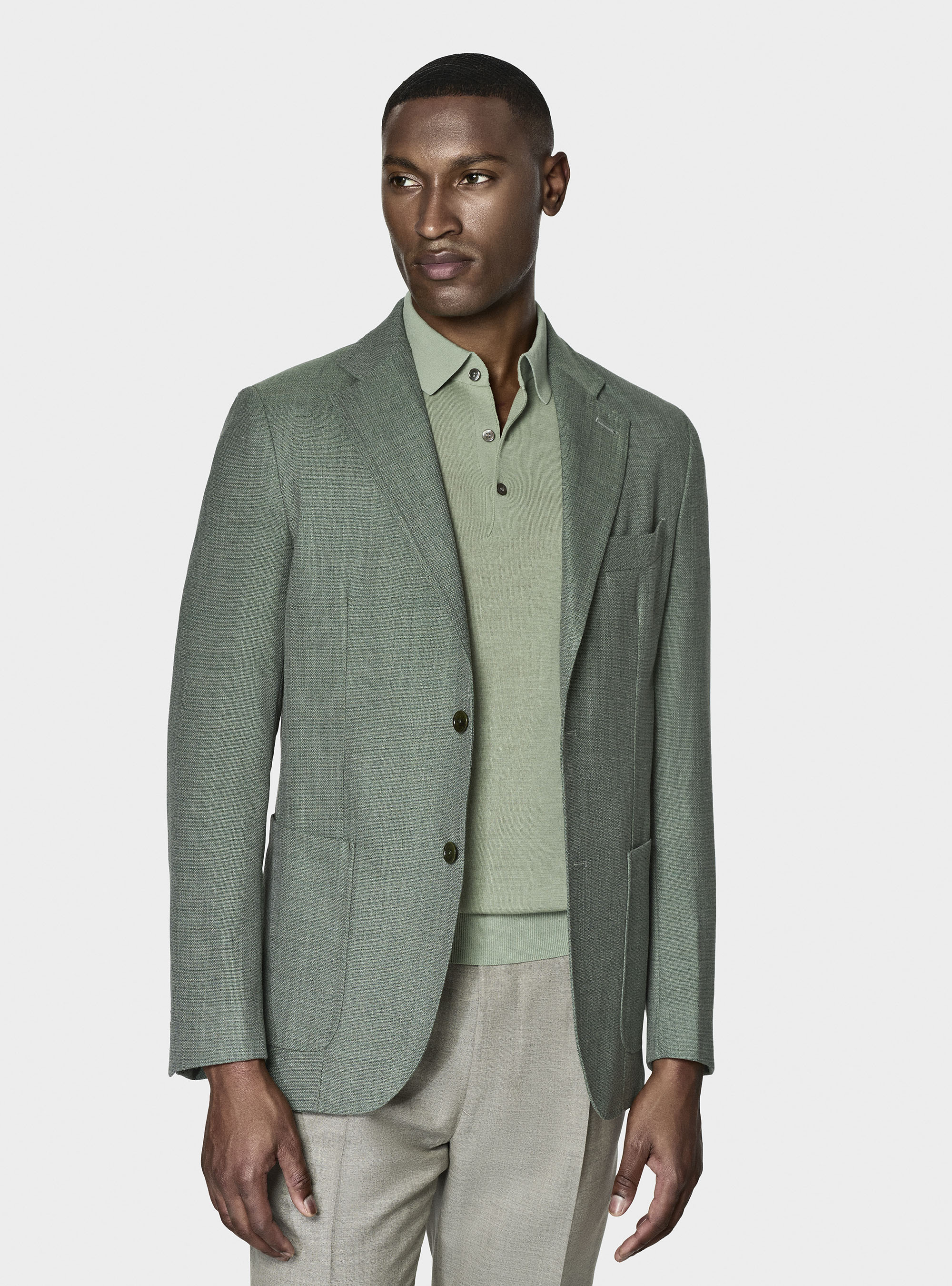 Jacke aus reiner Wolle mit Mikrotextur, SALVIA 0602C