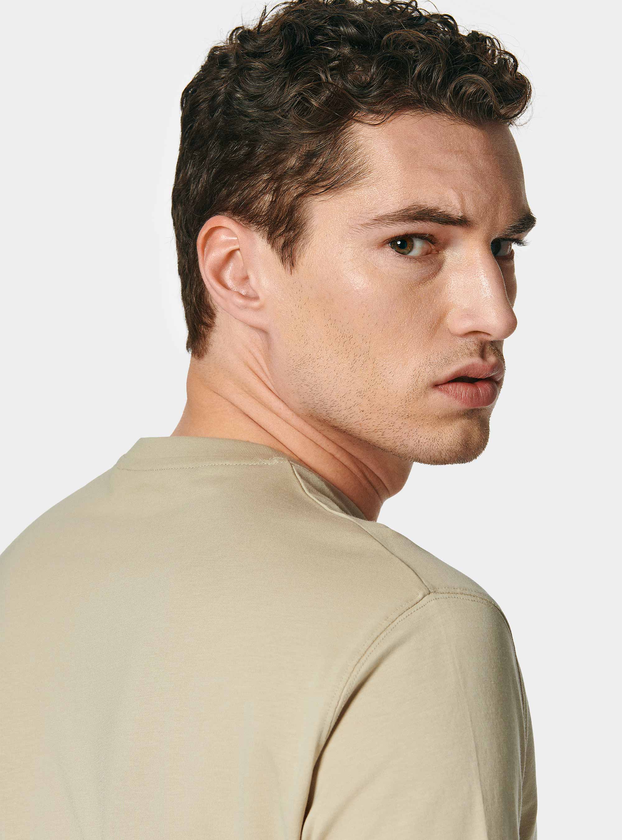 Half-sleeve T-shirt in Supima cotton, SAND