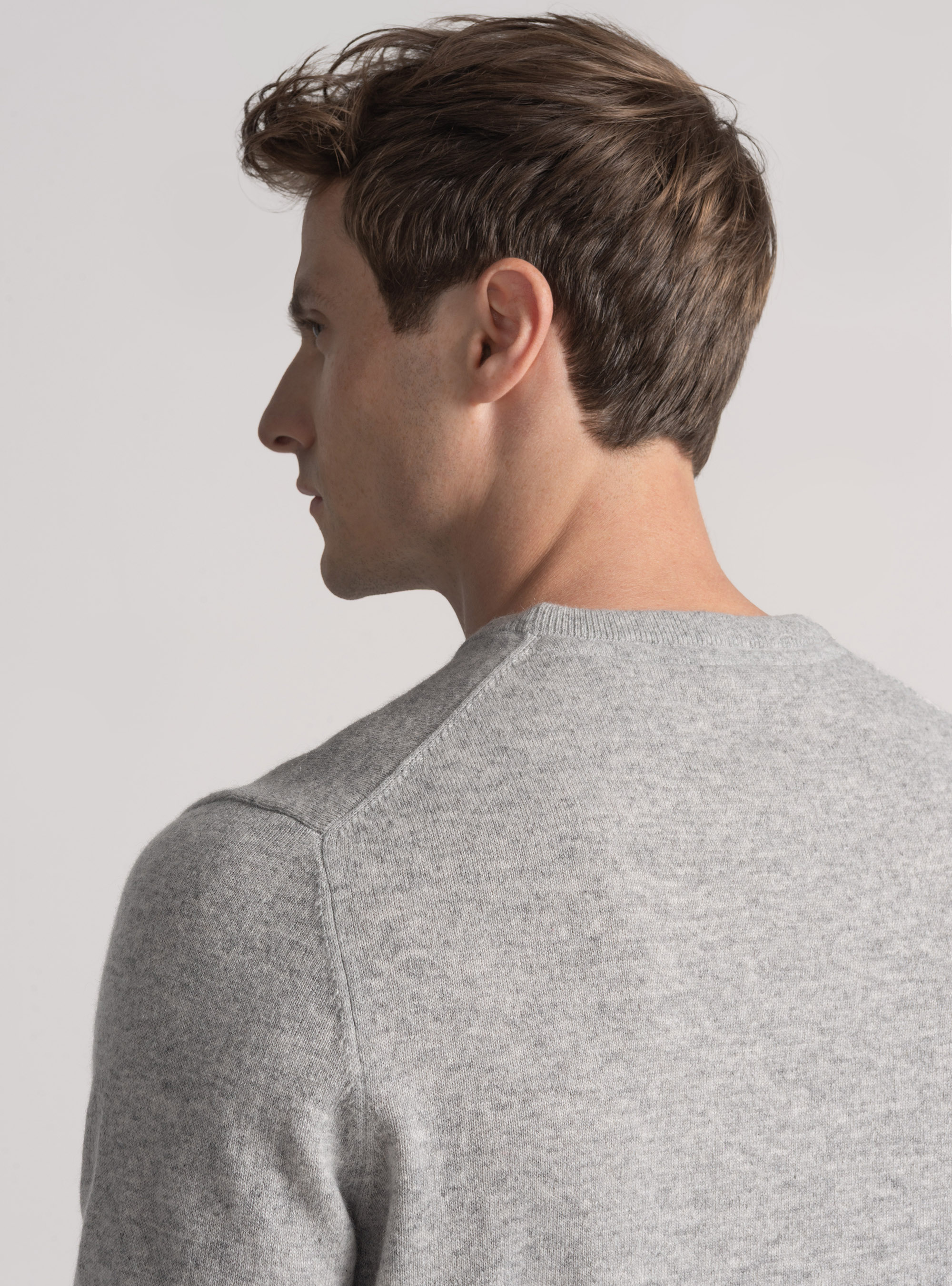 Cashmere crew-neck sweater, LIGHT GREY MELANGE