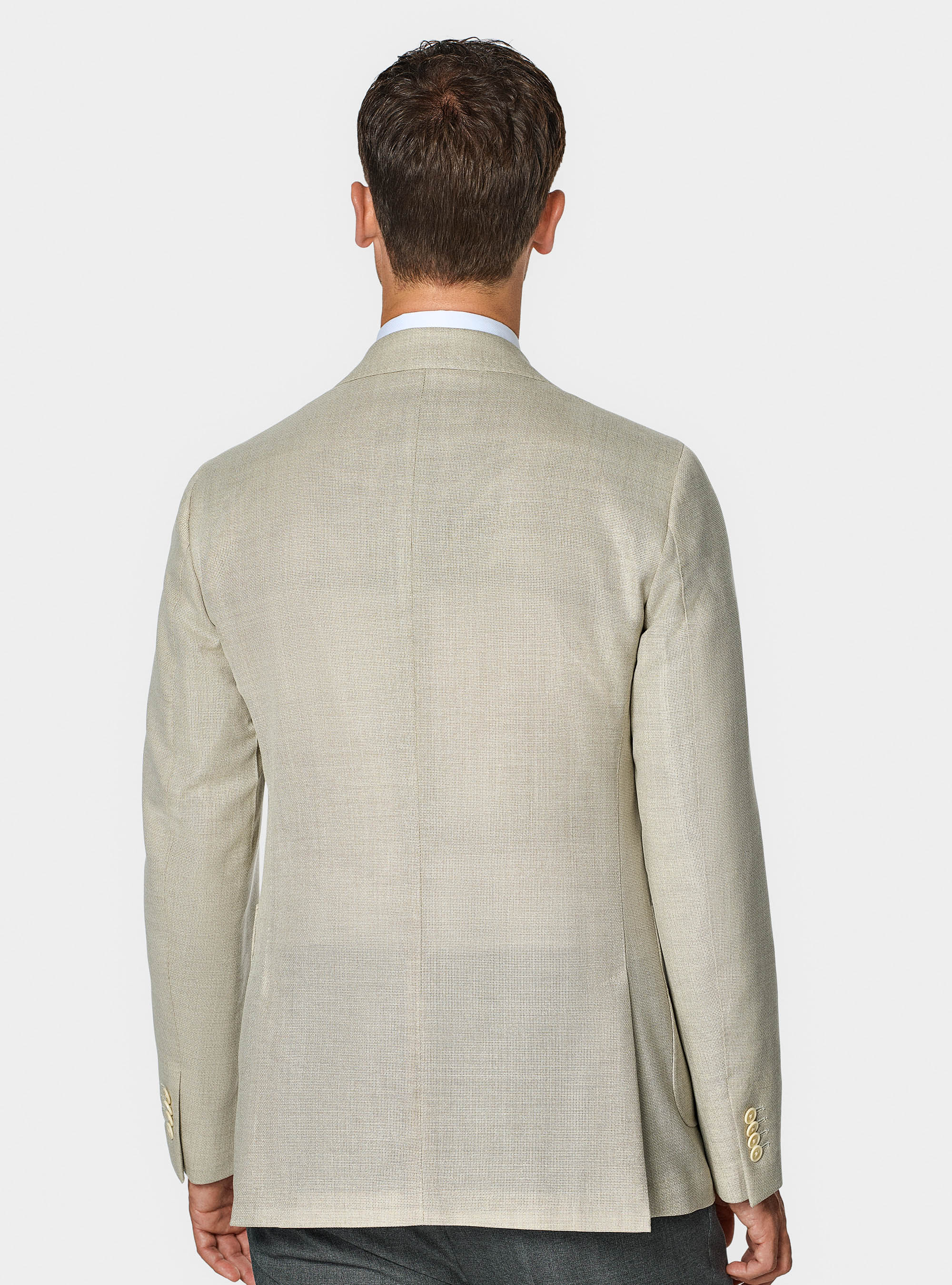 Pure wool hopsack blazer Vitale Barberis Canonico, ECRU