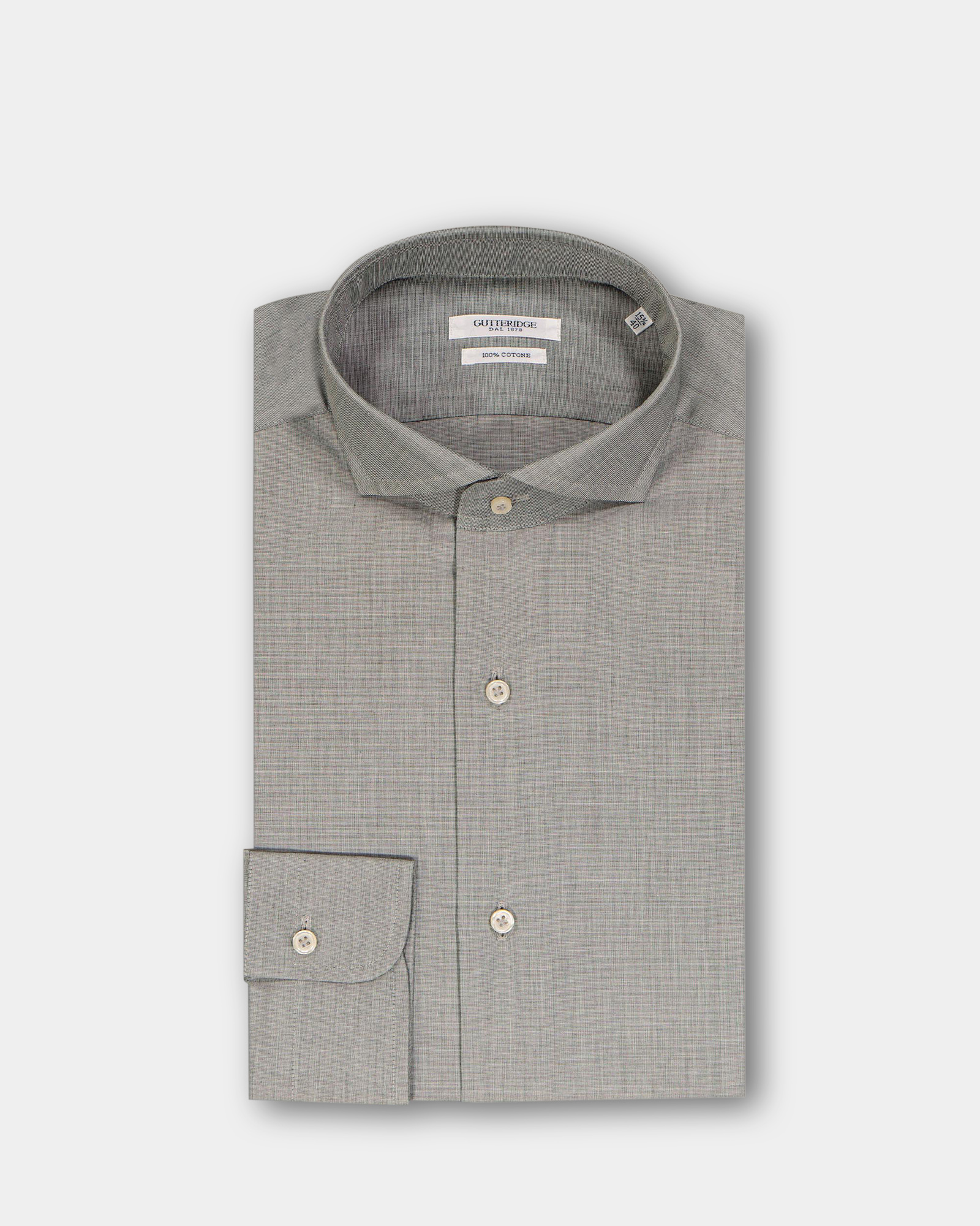 "Fil a fil" french collar shirt, LIGHT GREY MELANGE