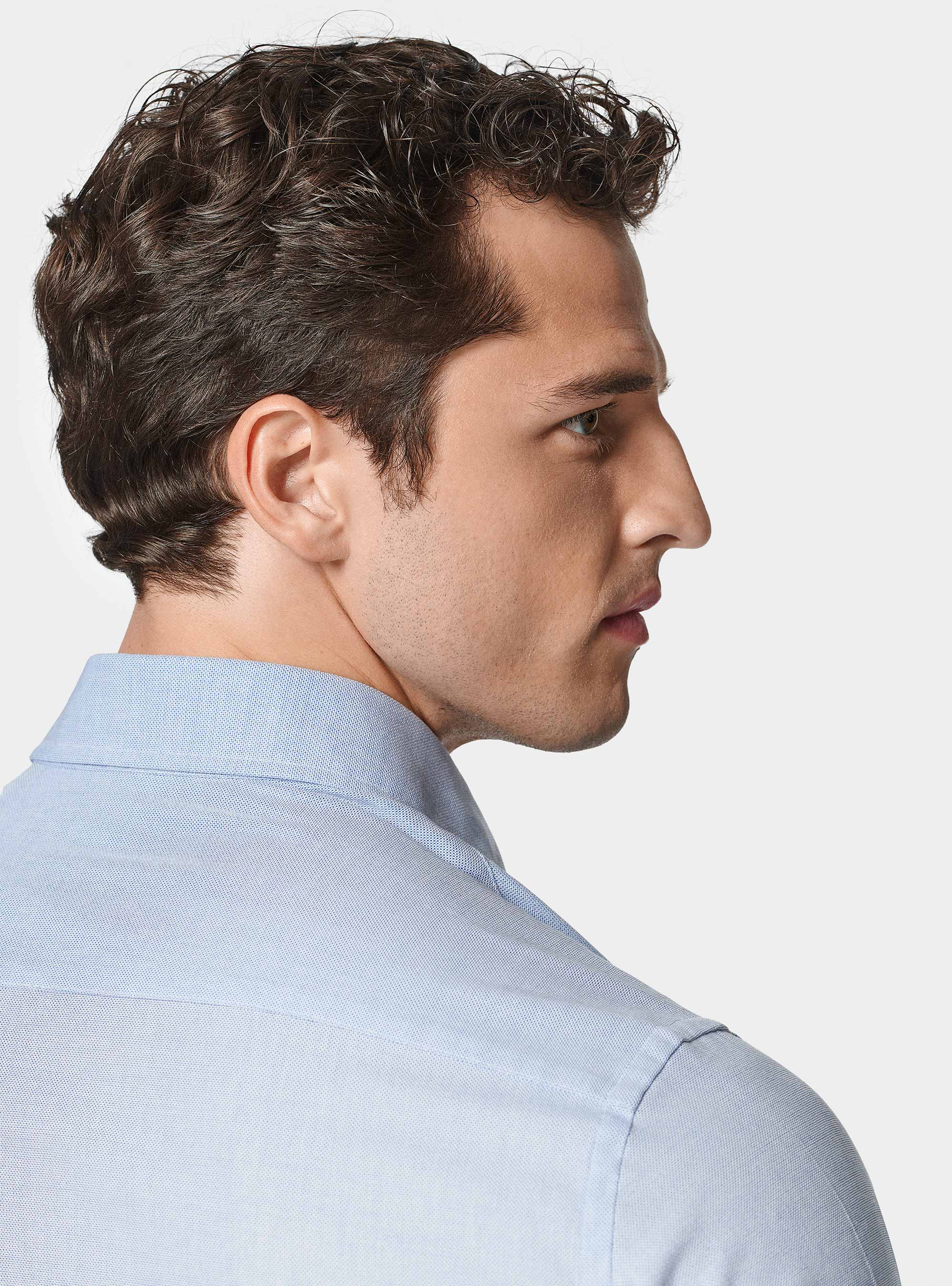 Chemise textur&eacute;e en coton m&eacute;lang&eacute;, BLEU CIEL