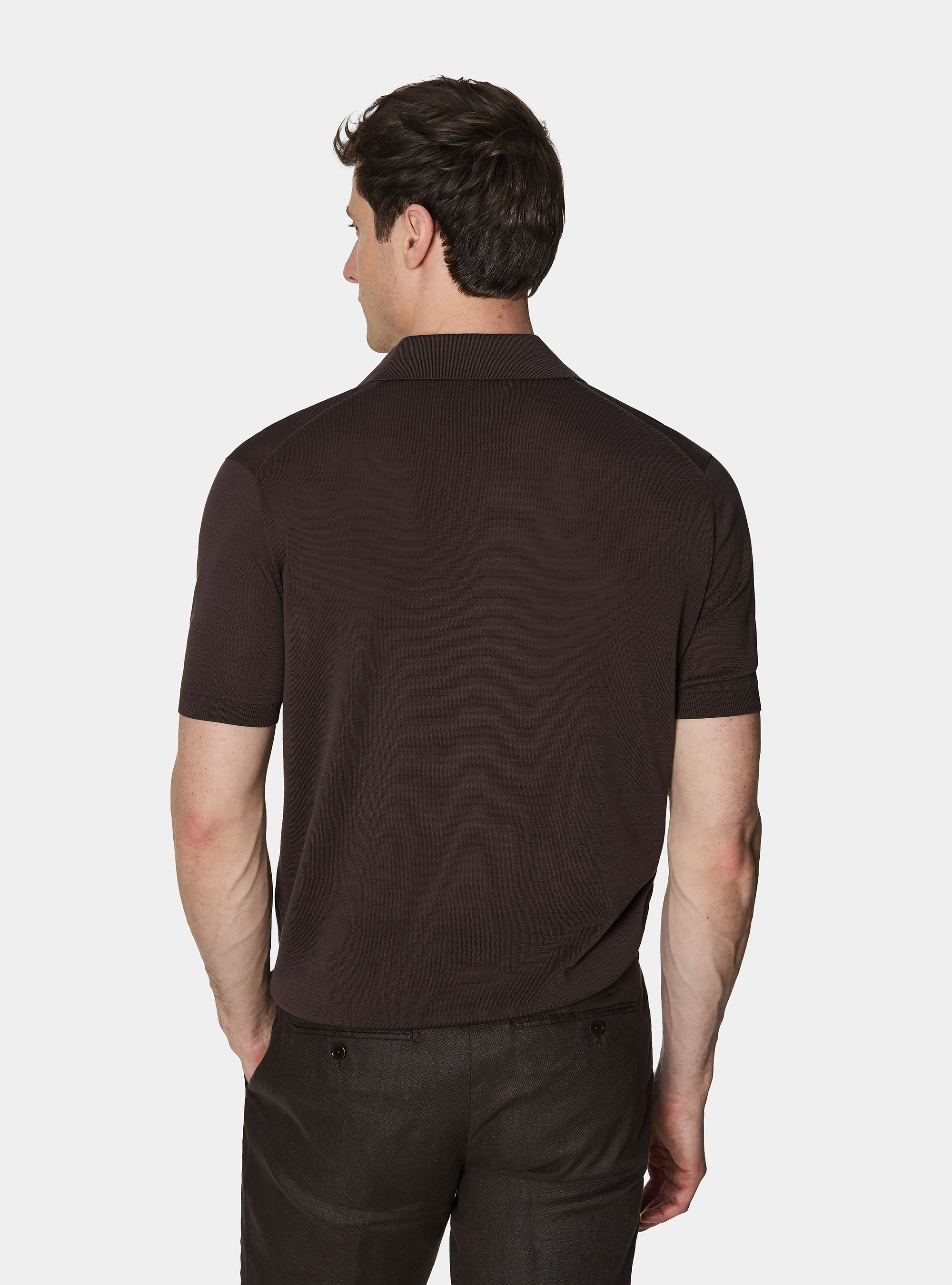 Polo de algod&oacute;n y seda, MARRON