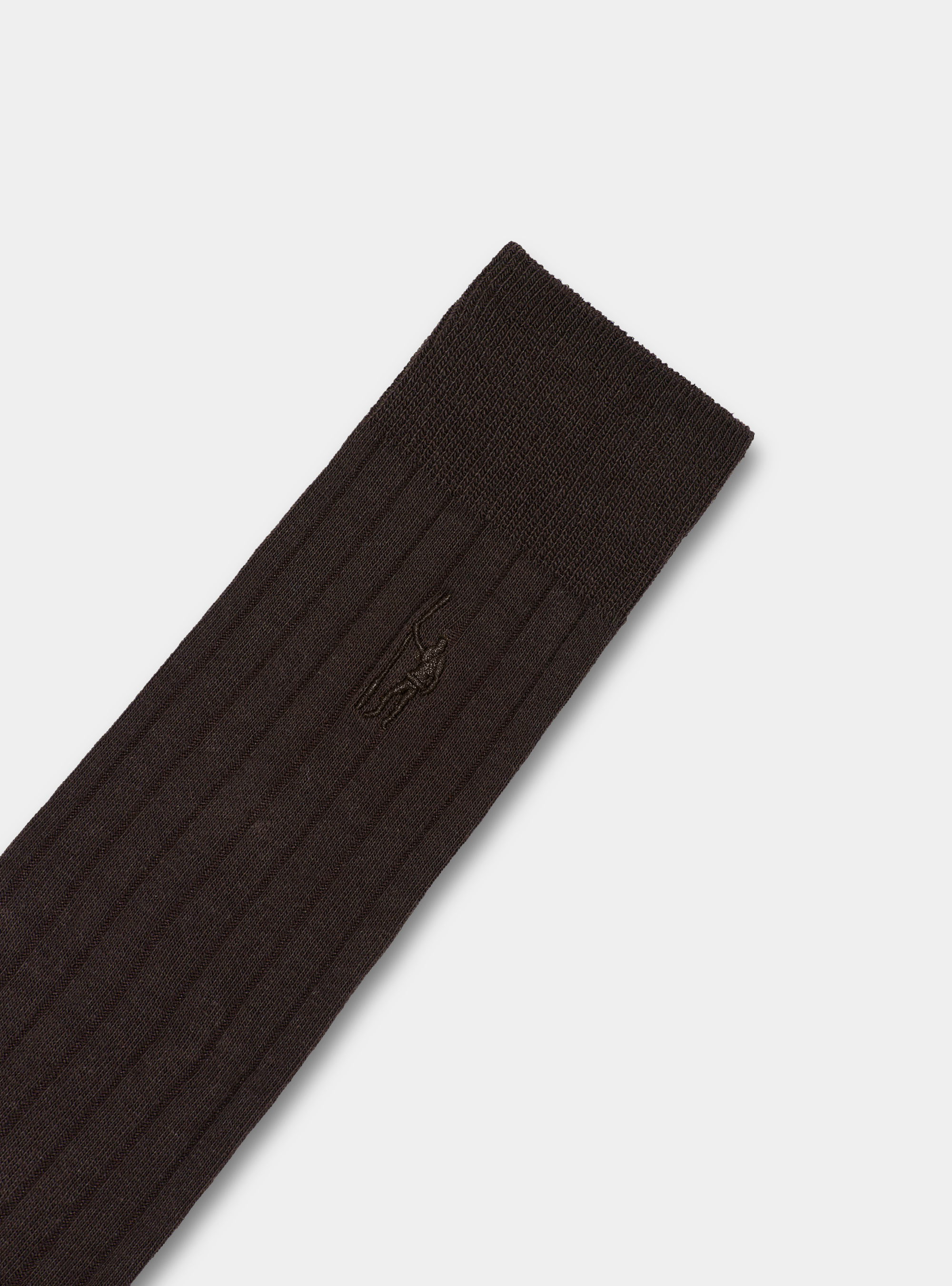 Ribbed socks with embroidery, BROWN