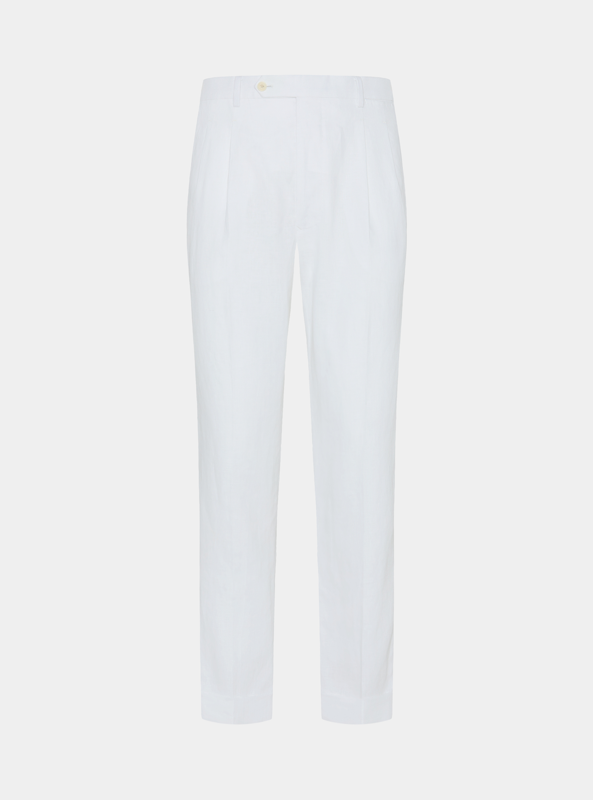 Pure linen double pleat trousers, WHITE